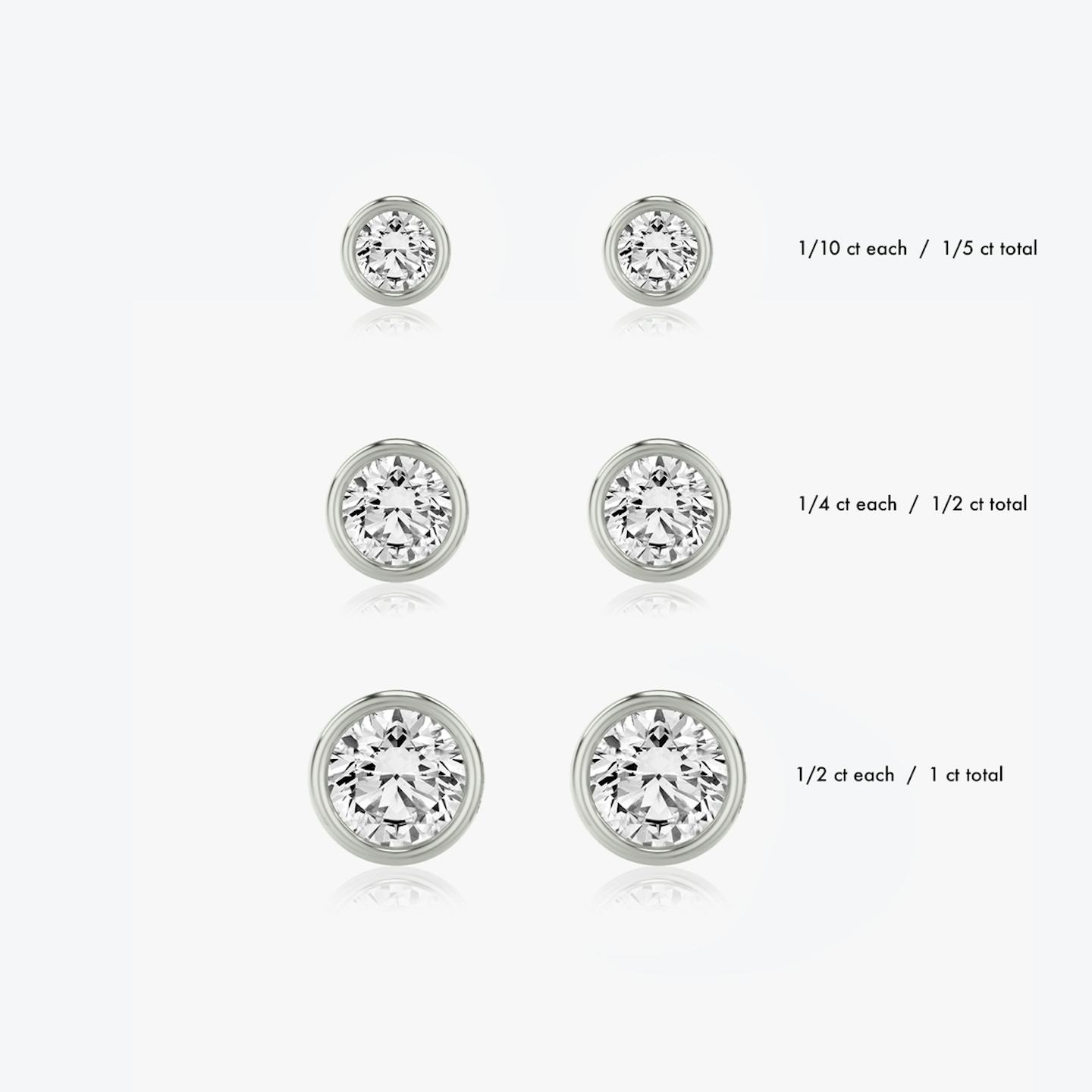 Bezel Solitaire Stud | Round Brilliant | Sterling Silver | Carat weight: 1/10