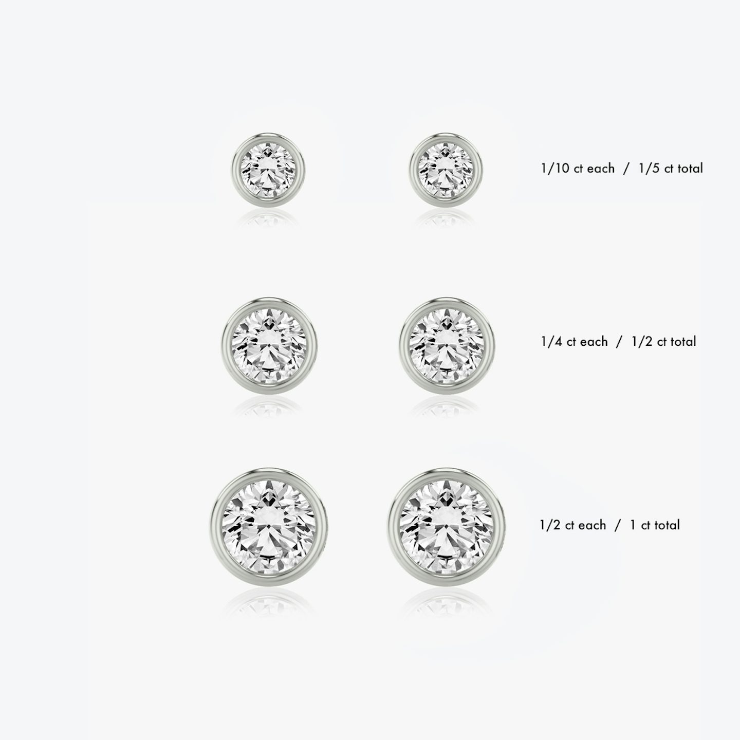 Bezel Solitaire Stud | Round Brilliant | Sterling Silver | Carat weight: 1/2