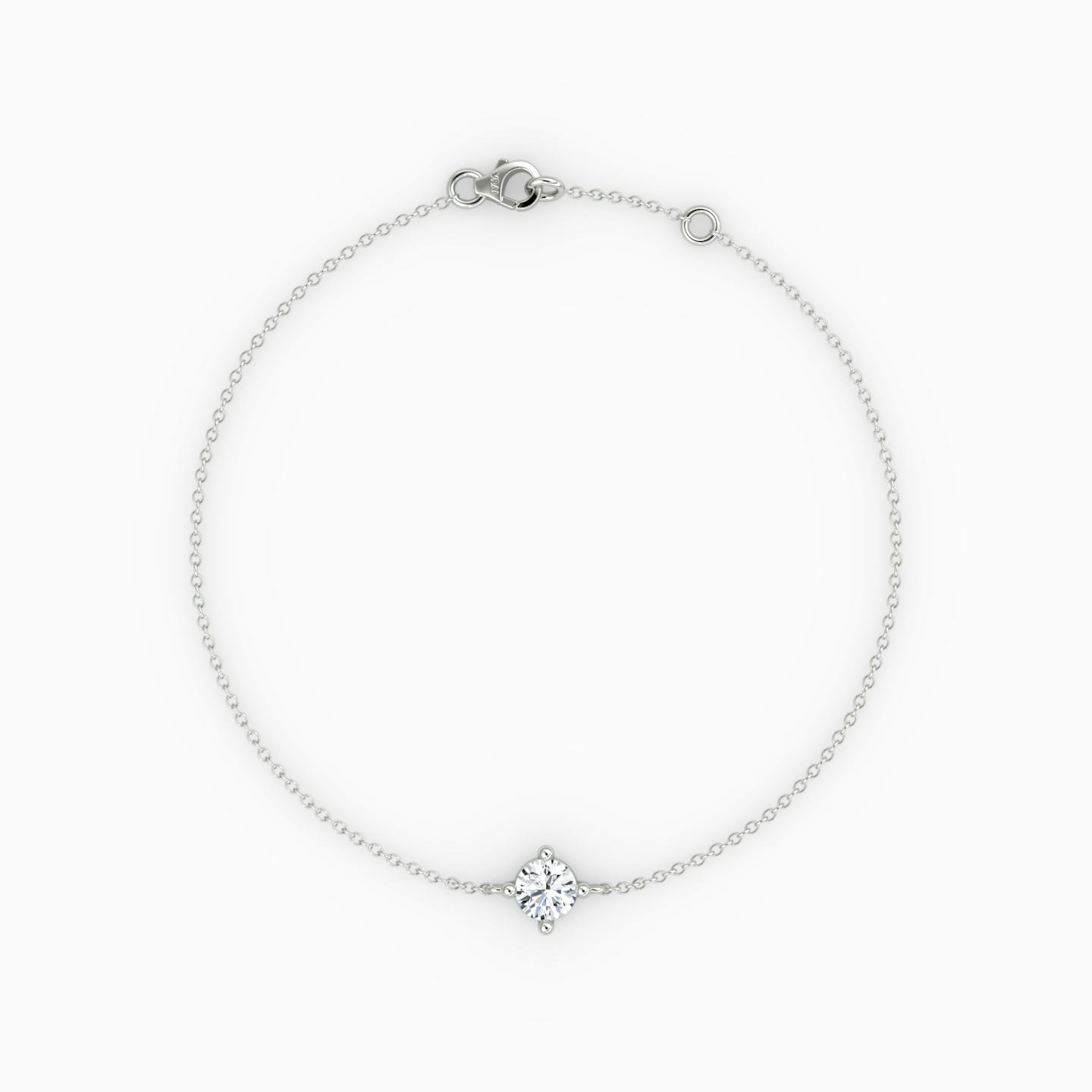 Petite Solitaire Bracelet | Round Brilliant | Sterling Silver | Chain length: 6.5-7
