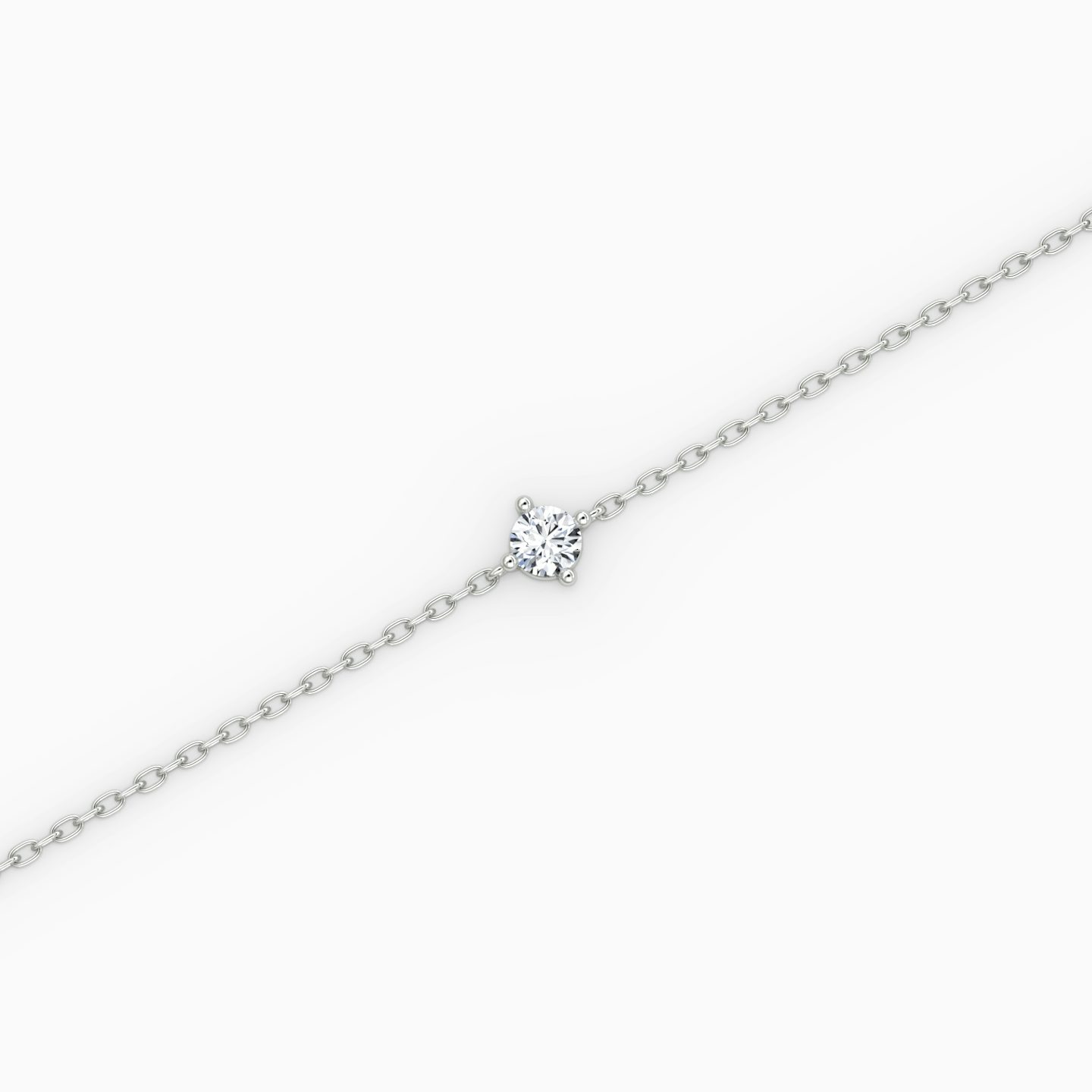 Petite Solitaire Bracelet | Round Brilliant | Sterling Silver | Chain length: 6.5-7