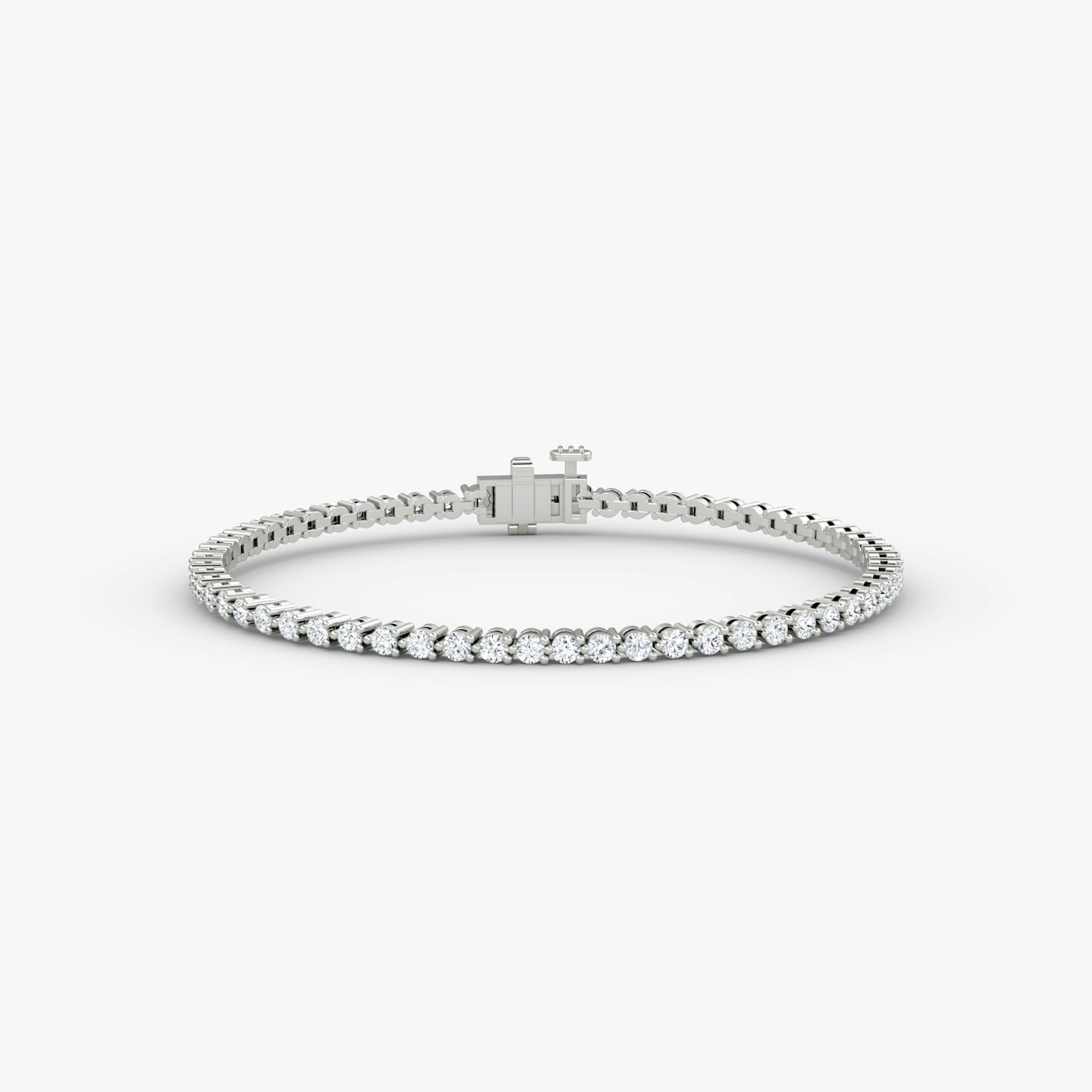 Bracelet Tennis | Rond Brillant | 14k | Or blanc 18 carats | Longueur de la chaîne: 5.5 | Taille des diamants: Petite