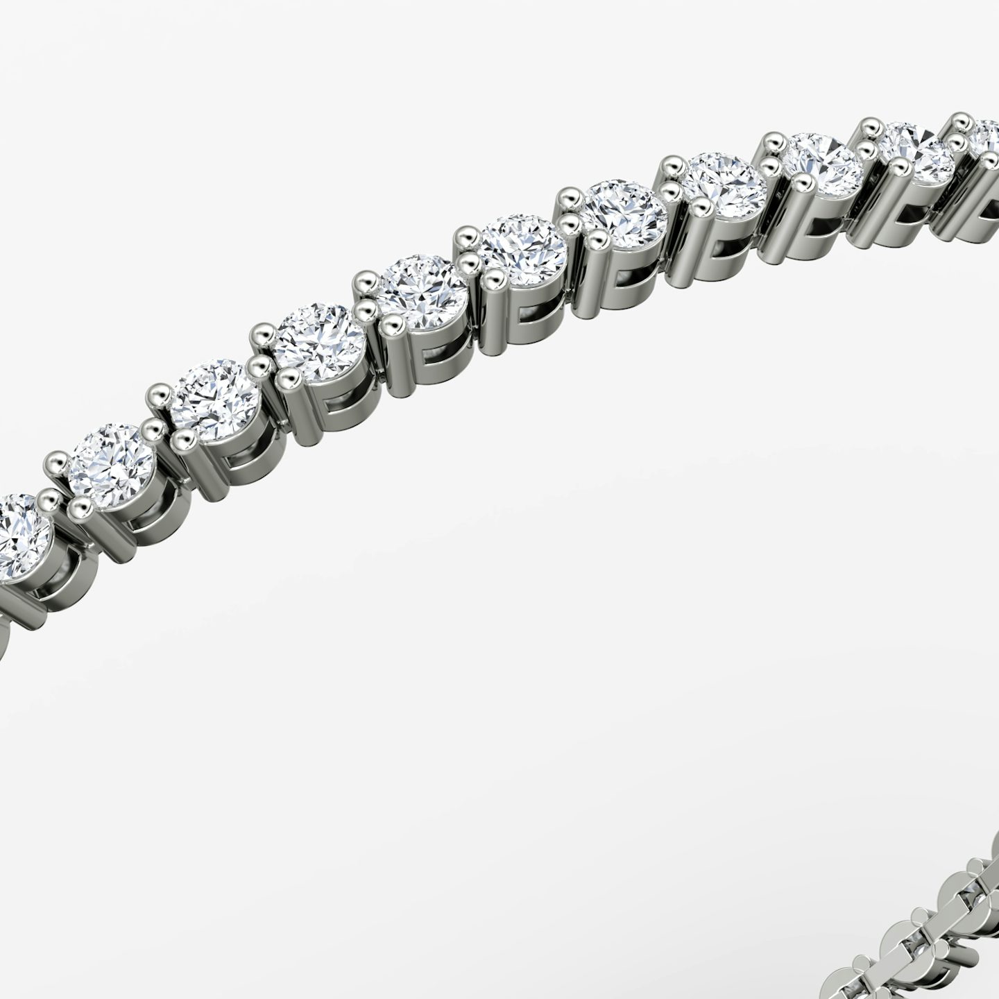 Bracelet Tennis | Rond Brillant | 14k | Or blanc 18 carats | Taille des diamants: Petite | Longueur de la chaîne: 7.5