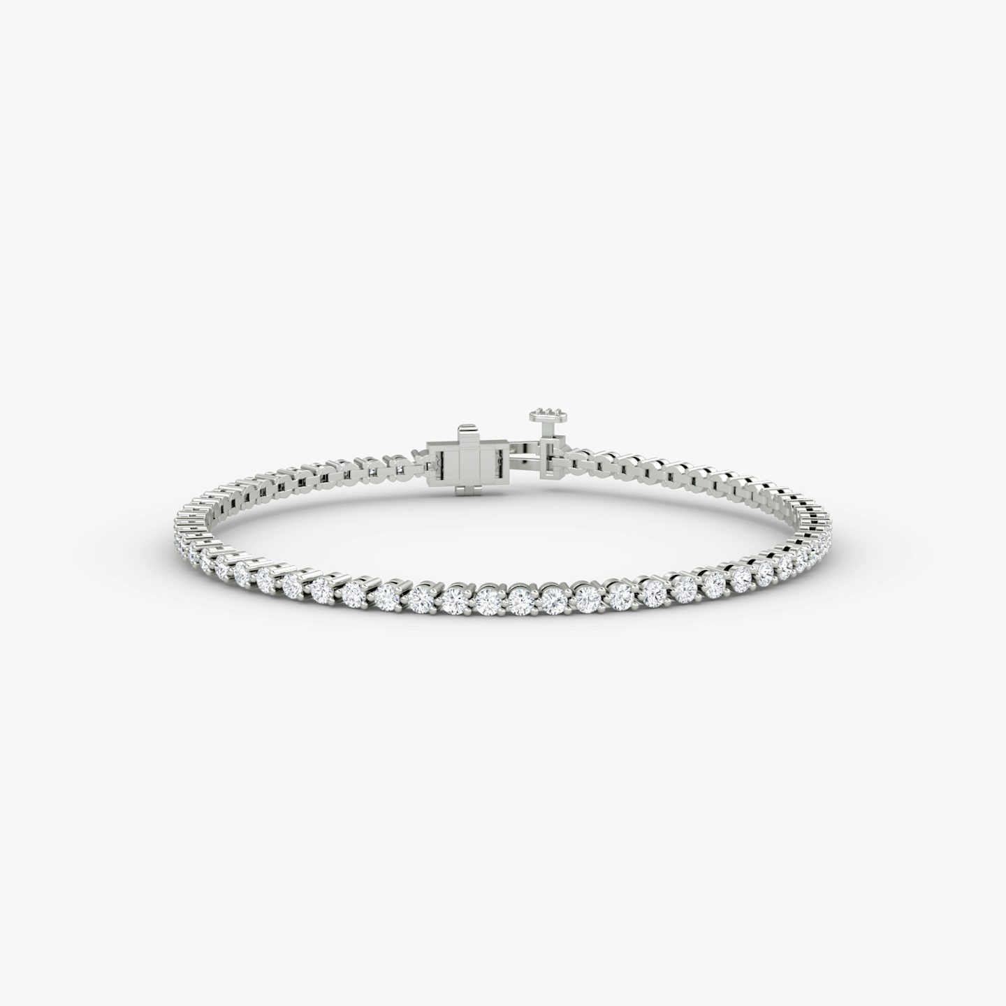 Tennis Bracelet | Round Brilliant | 14k | 18k White Gold | Diamond size: Petite | Chain length: 6
