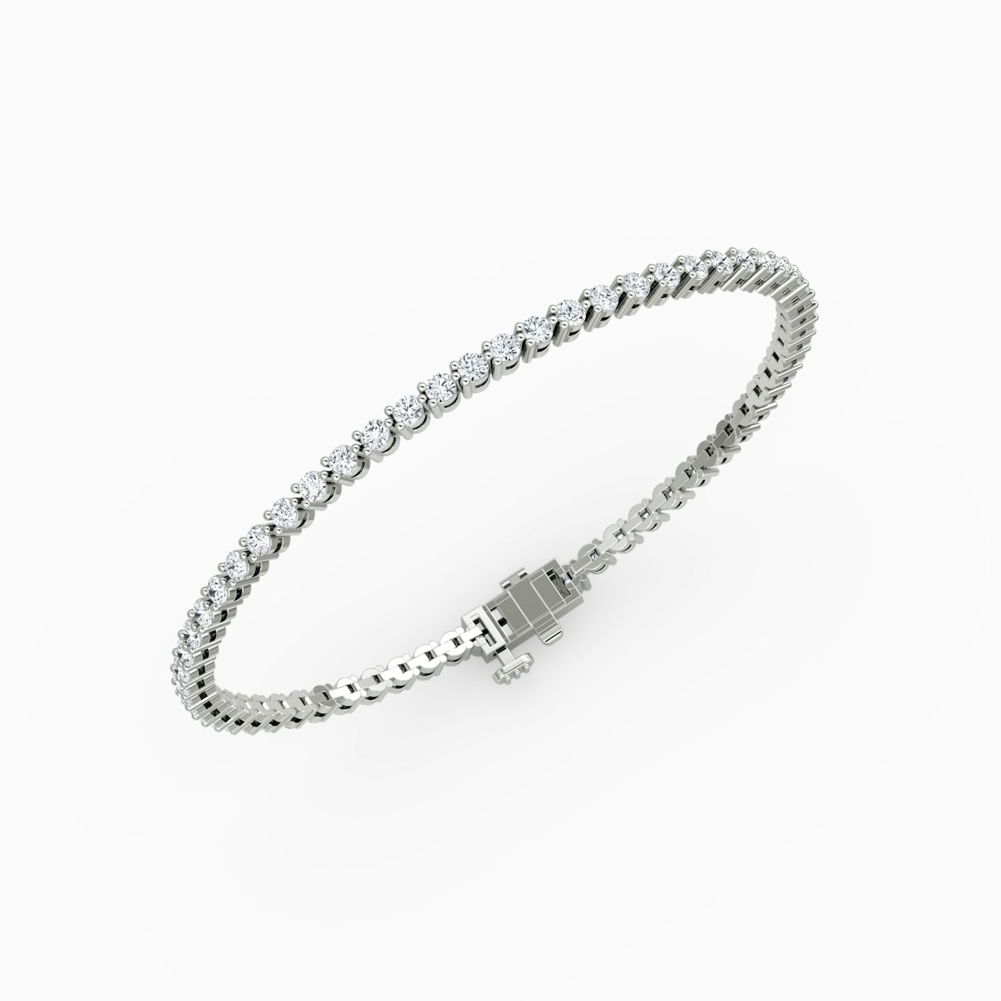 Bracelet Tennis | Rond Brillant | 14k | Or blanc 18 carats | Longueur de la chaîne: 5.5 | Taille des diamants: Petite