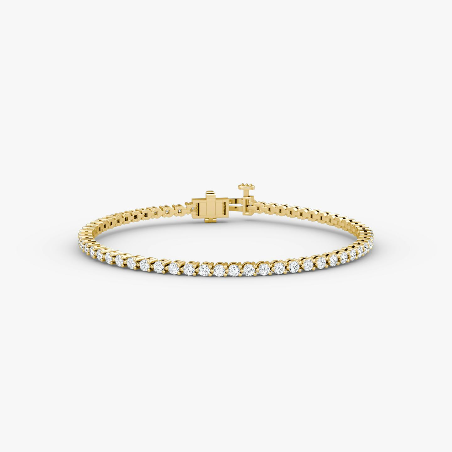 Tennis Bracelet | Round Brilliant | 14k | 18k Yellow Gold | Chain length: 7 | Diamond size: Petite