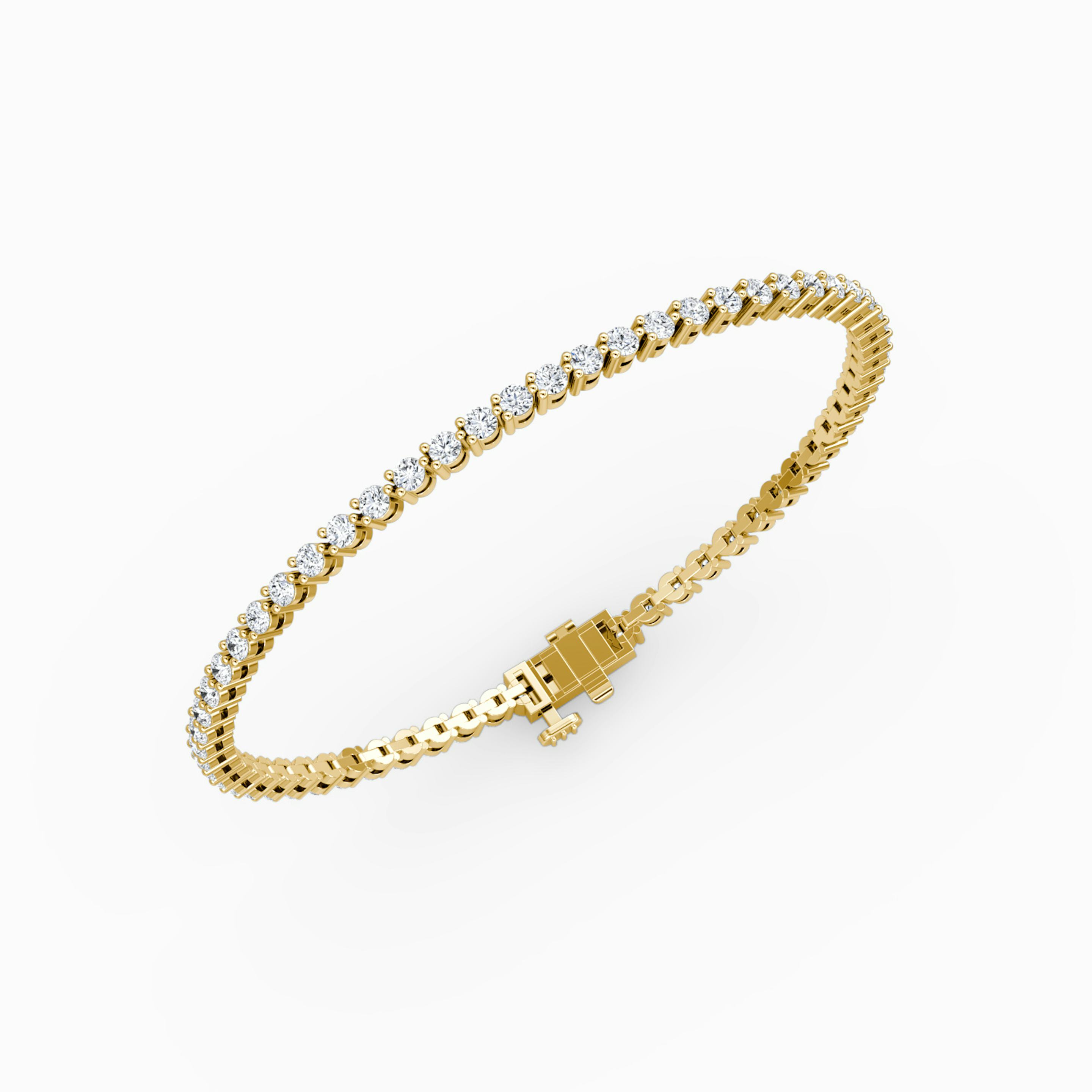 Tennis Bracelet | Round Brilliant | 14k | 18k Yellow Gold | Chain length: 5.5 | Diamond size: Petite