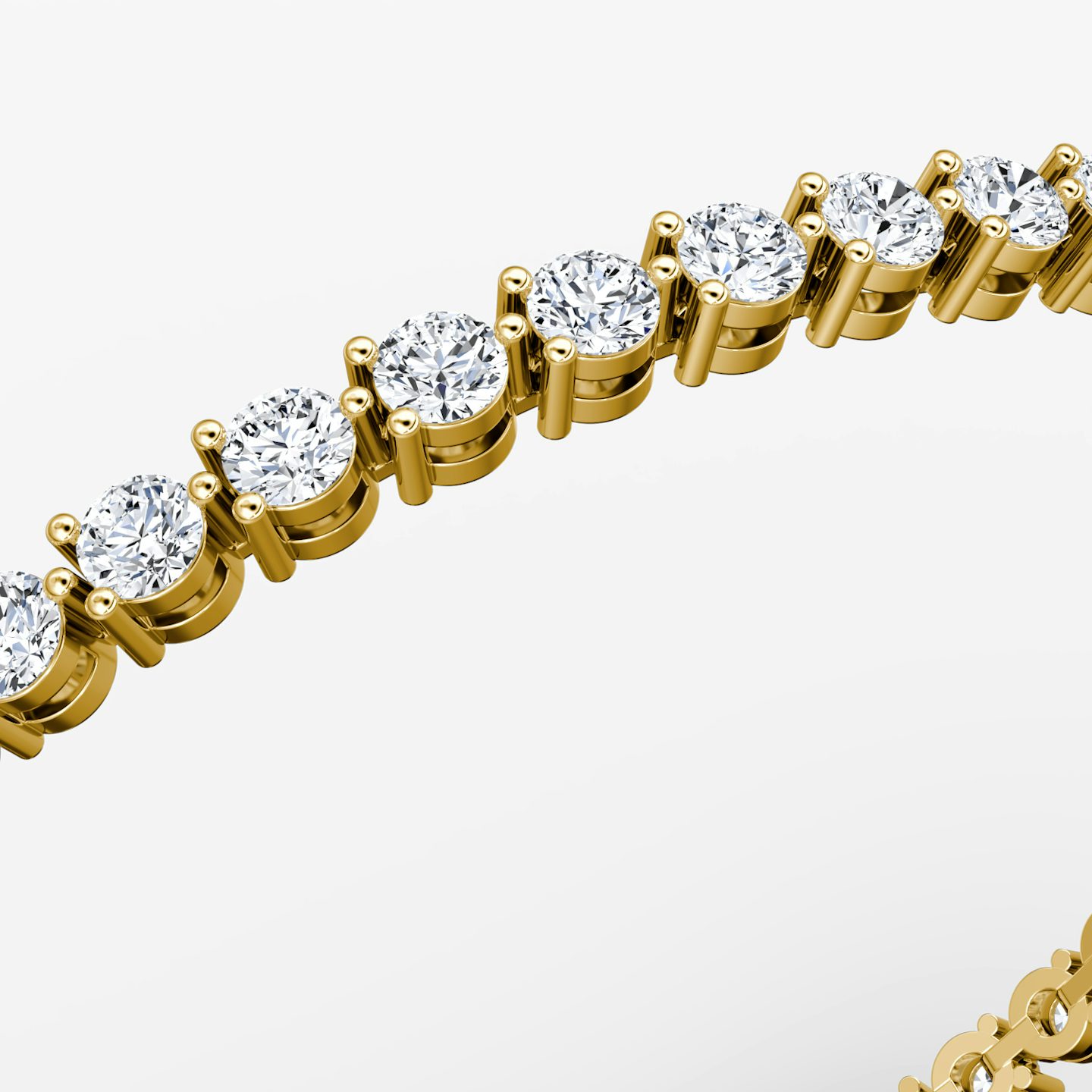 Tennis Bracelet | Round Brilliant | 14k | 18k Yellow Gold | Chain length: 8 | Diamond size: Medium