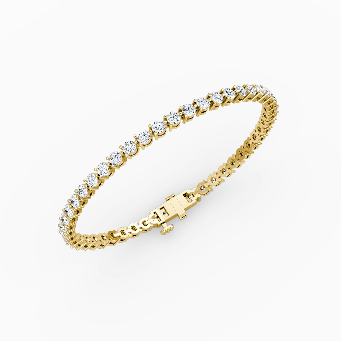 Bracelet Tennis | Rond Brillant | 14k | Or jaune 18 carats | Longueur de la chaîne: 6.5 | Taille des diamants: Medium
