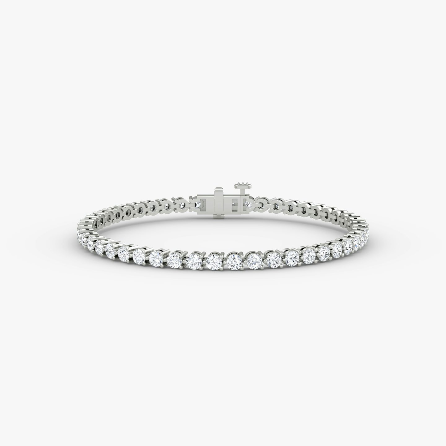 Bracelet Tennis | Rond Brillant | 14k | Or blanc 18 carats | Taille des diamants: Medium | Longueur de la chaîne: 5.5
