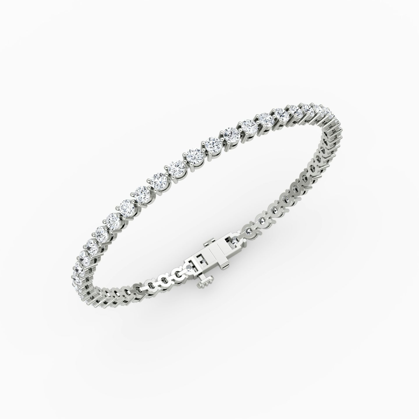 Tennis Bracelet | Round Brilliant | 14k | 18k White Gold | Diamond size: Medium | Chain length: 8