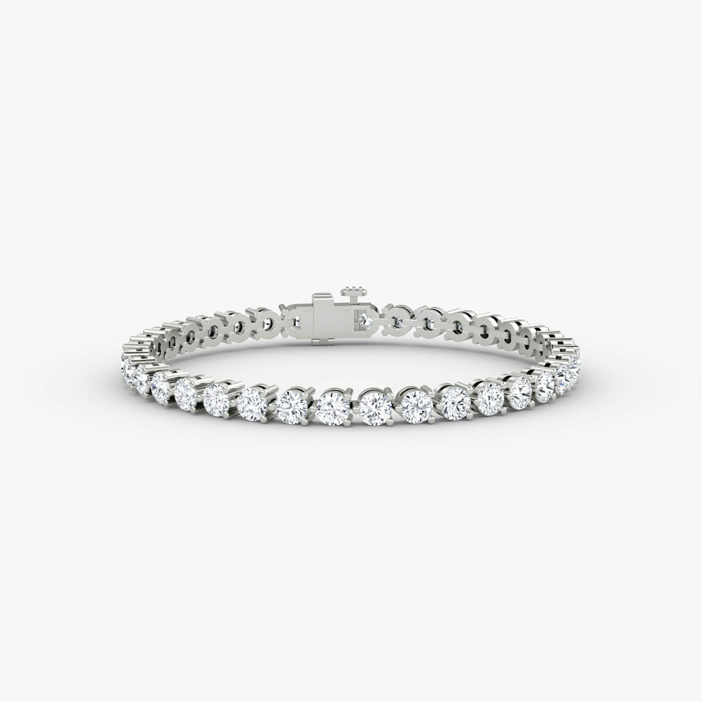 Tennis Bracelet | Round Brilliant | 14k | 18k White Gold | Diamond size: Large | Chain length: 8