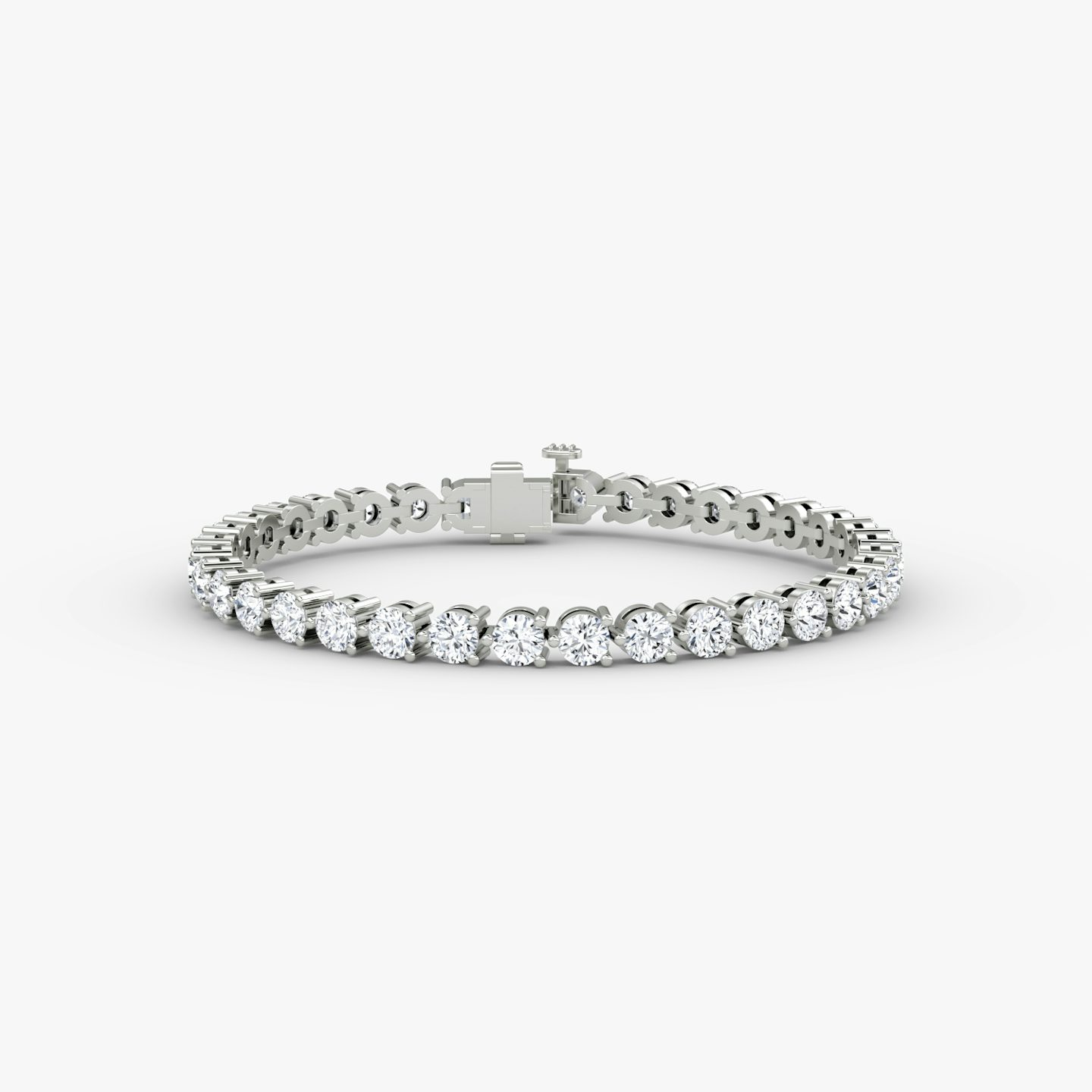 Bracelet Tennis | Rond Brillant | 14k | Or blanc 18 carats | Taille des diamants: Large | Longueur de la chaîne: 5.5