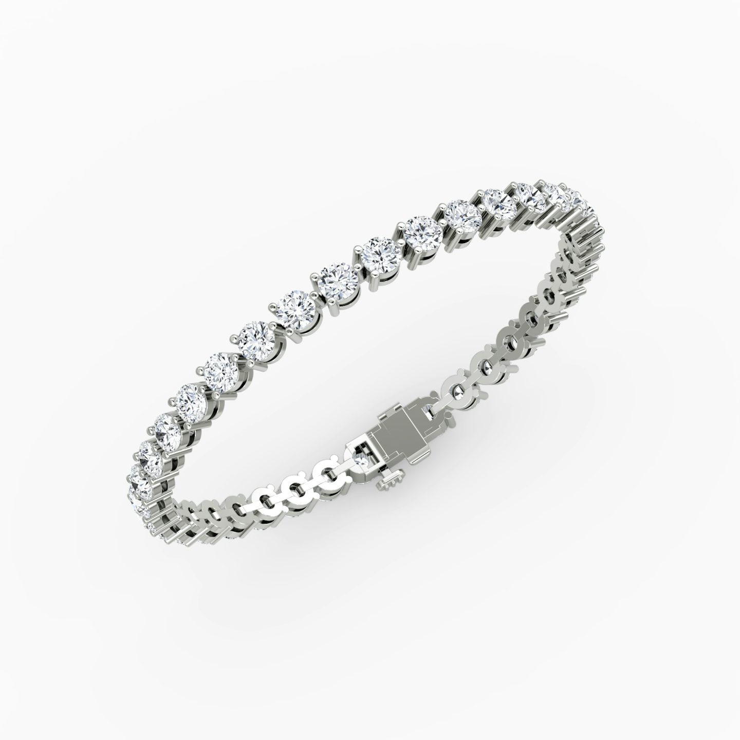 Bracelet Tennis | Rond Brillant | 14k | Or blanc 18 carats | Taille des diamants: Large | Longueur de la chaîne: 5.5