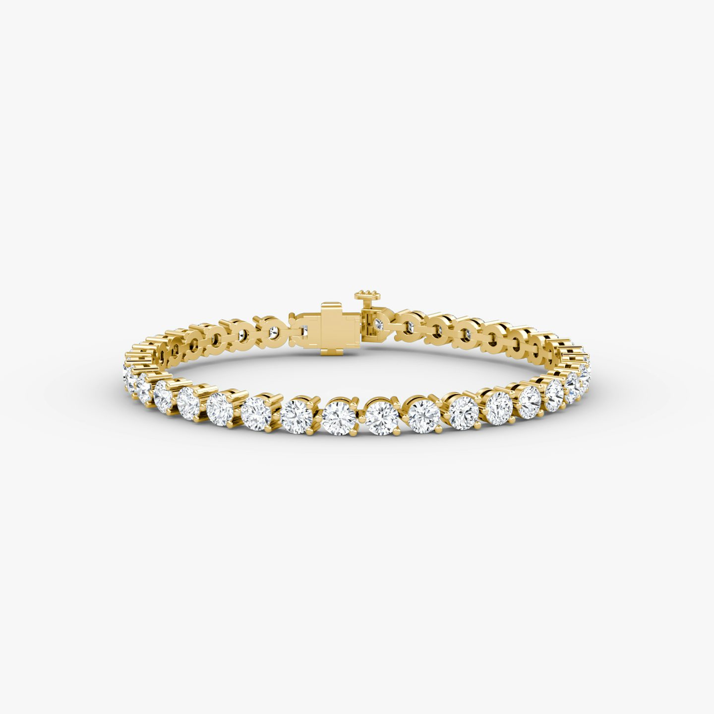 Tennis Bracelet | Round Brilliant | 14k | 18k Yellow Gold | Chain length: 8 | Diamond size: Large