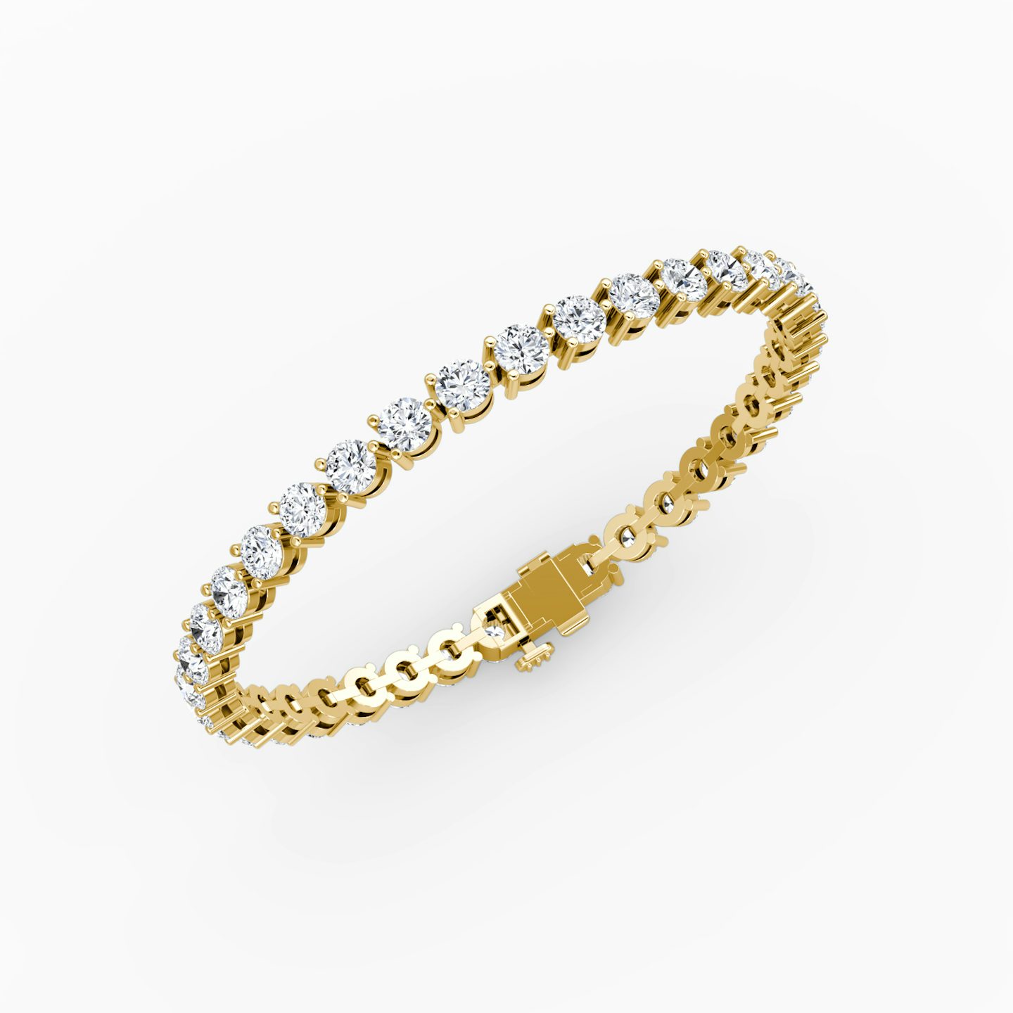 Tennis Bracelet | Round Brilliant | 14k | 18k Yellow Gold | Diamond size: Large | Chain length: 6.5