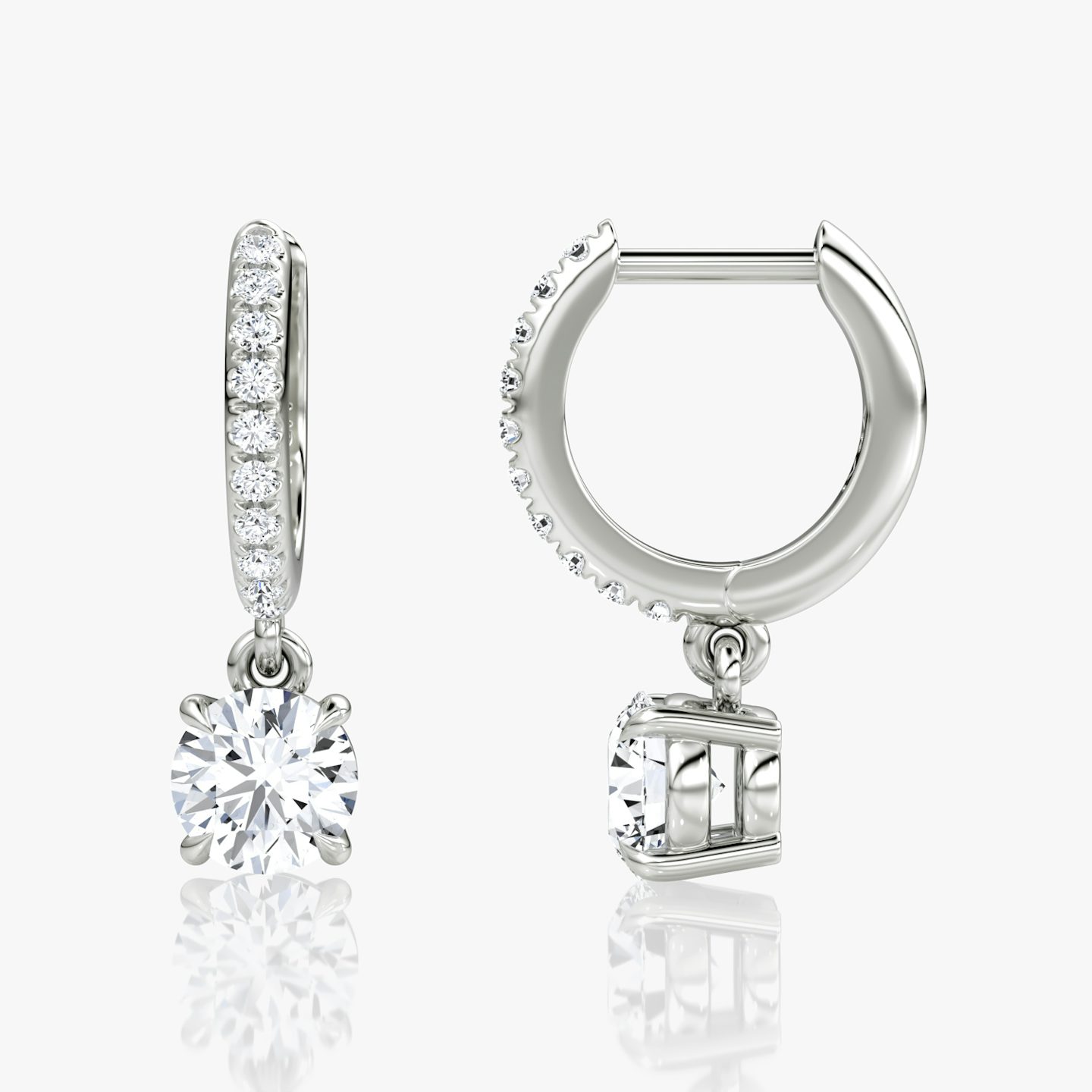 Solitaire Drop Huggie Hoop | Round Brilliant | Sterling Silver | Band: Pavé | Version: Pavé | Carat weight: 1/2