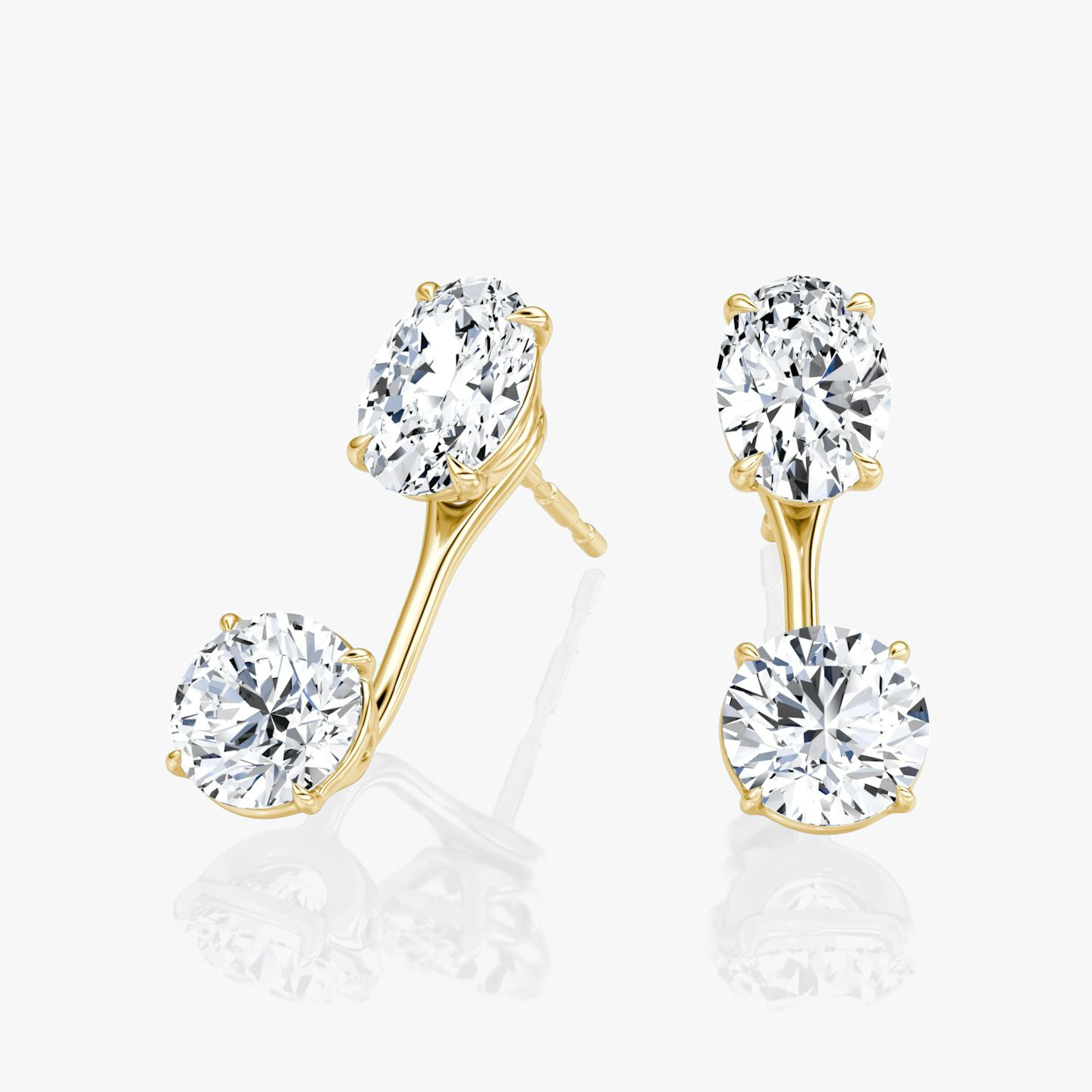 Solitaire Stud & Ear Jacket | 14k | 18k Yellow Gold | Carat weight: 1 | Stud: Oval | Ear jacket: Round Brilliant