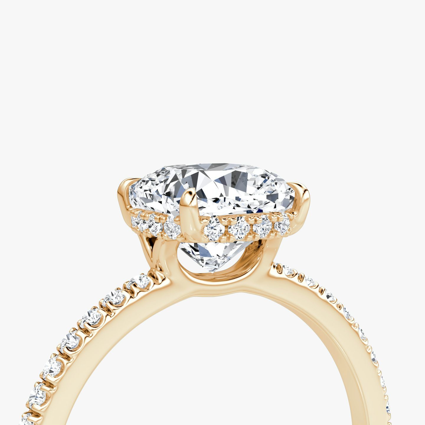 The Signature | Pavé Cushion | 14k | 14k Rose Gold | Band width: Standard | Band: Pavé | Setting style: Hidden Halo | Diamond orientation: vertical | Carat weight: See full inventory