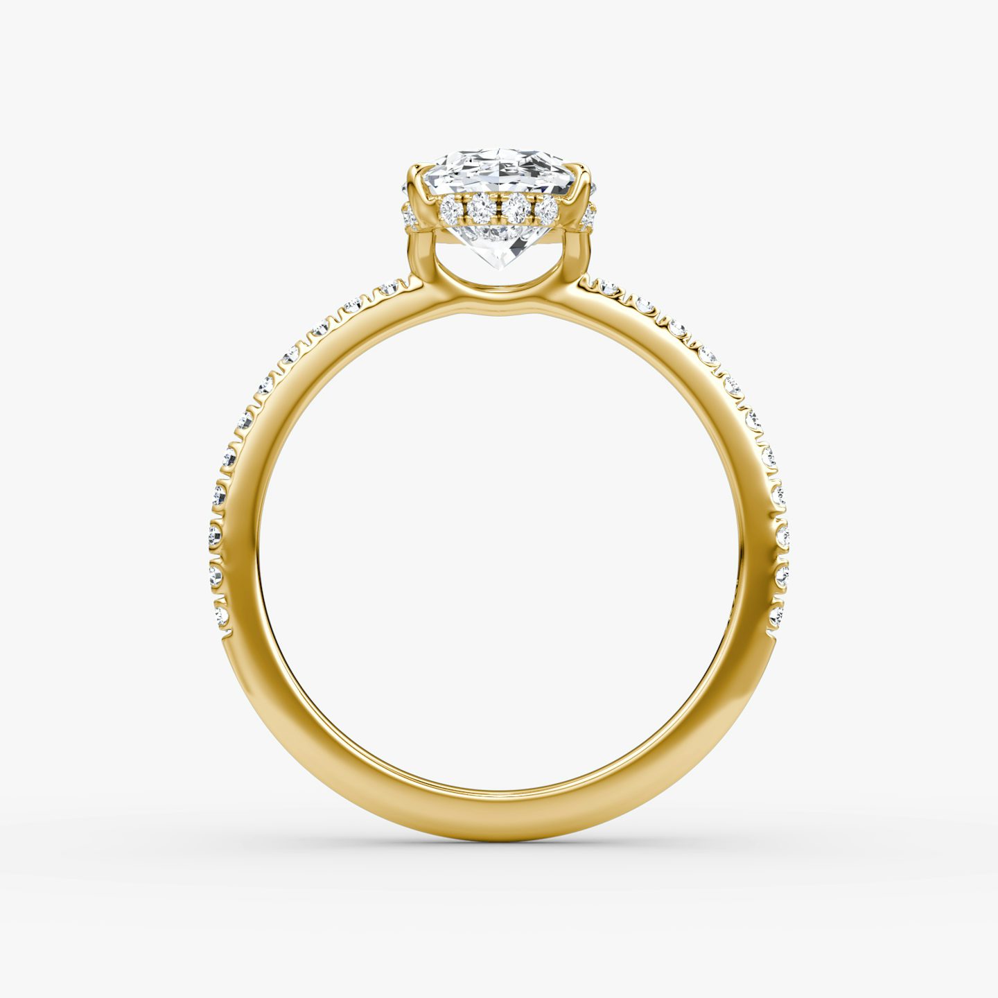 The Signature | Oval | 18k | 18k Yellow Gold | Band width: Standard | Band: Pavé | Setting style: Hidden Halo | Diamond orientation: vertical | Carat weight: See full inventory
