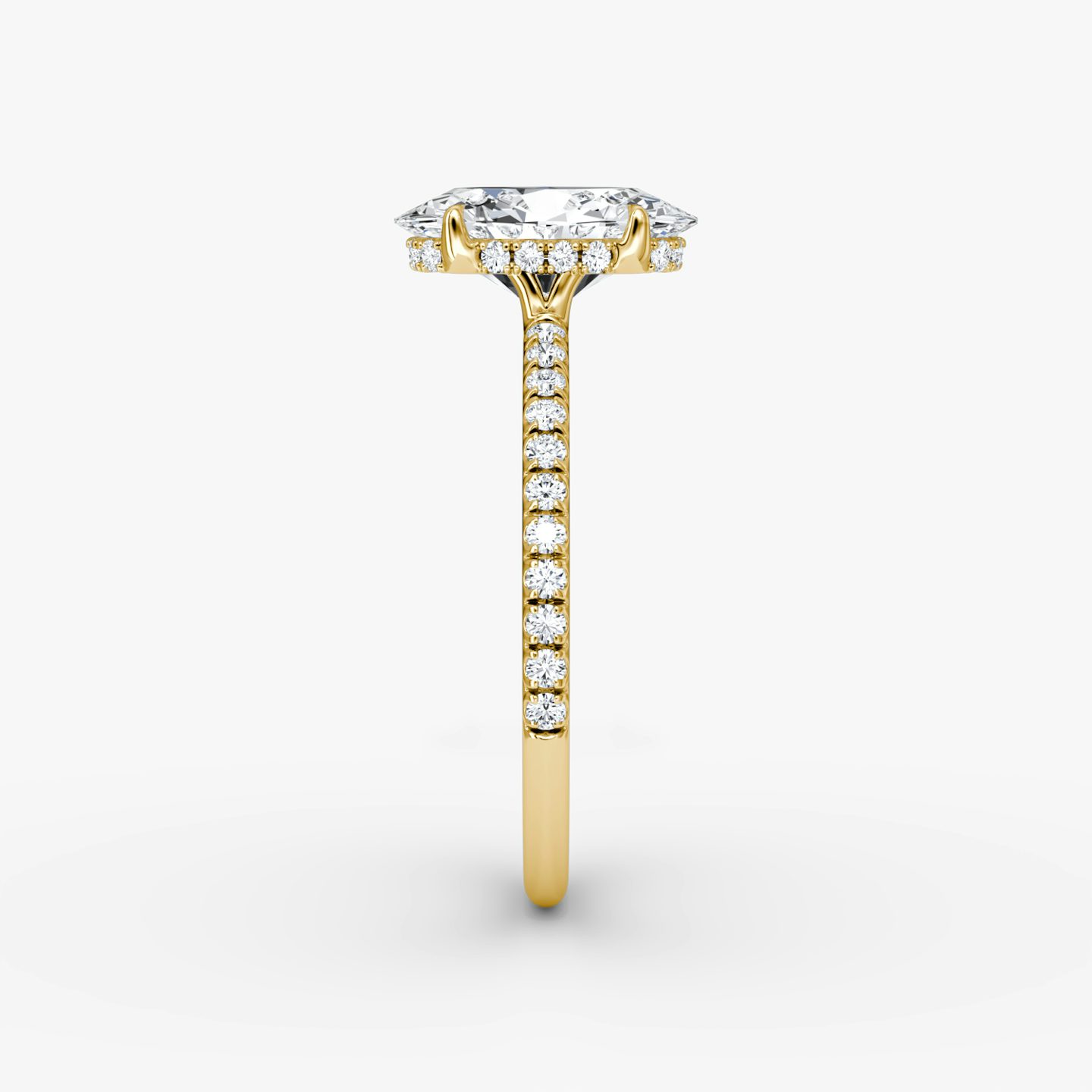 The Signature | Oval | 18k | 18k Yellow Gold | Band width: Standard | Band: Pavé | Setting style: Hidden Halo | Diamond orientation: vertical | Carat weight: See full inventory