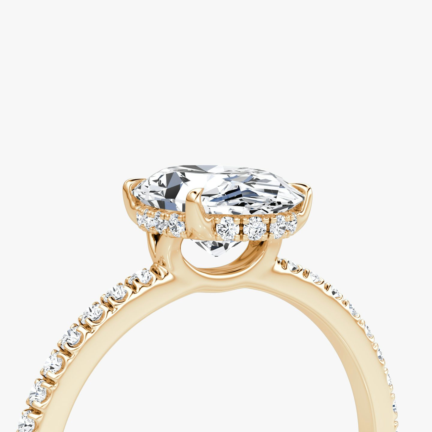 The Signature | Oval | 14k | 14k Rose Gold | Band: Pavé | Band width: Standard | Setting style: Hidden Halo | Diamond orientation: vertical | Carat weight: See full inventory