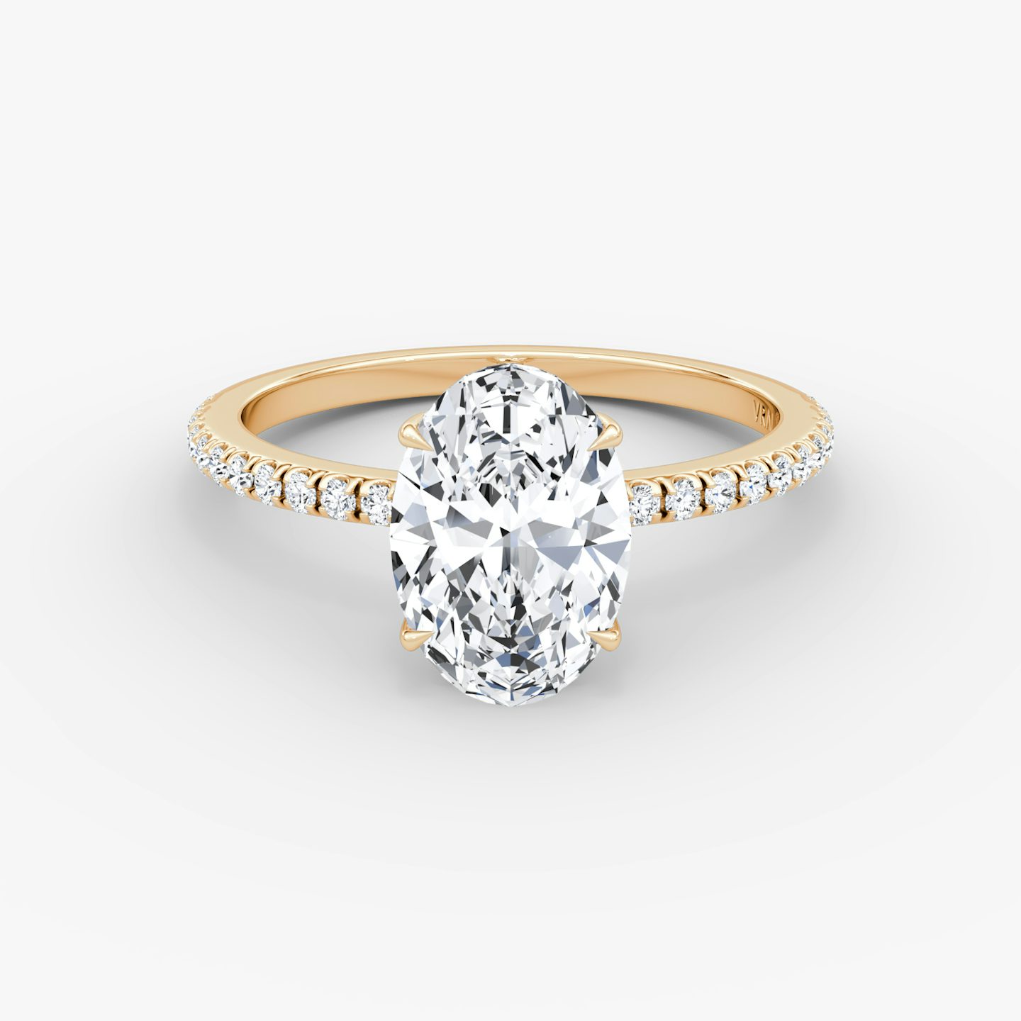 The Signature | Oval | 14k | 14k Rose Gold | Band width: Standard | Band: Pavé | Setting style: Hidden Halo | Diamond orientation: vertical | Carat weight: See full inventory