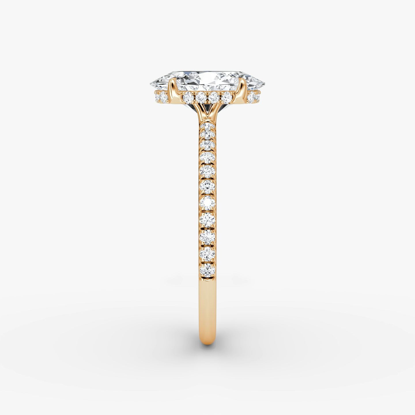 The Signature | Oval | 14k | 14k Rose Gold | Band: Pavé | Band width: Standard | Setting style: Hidden Halo | Diamond orientation: vertical | Carat weight: See full inventory