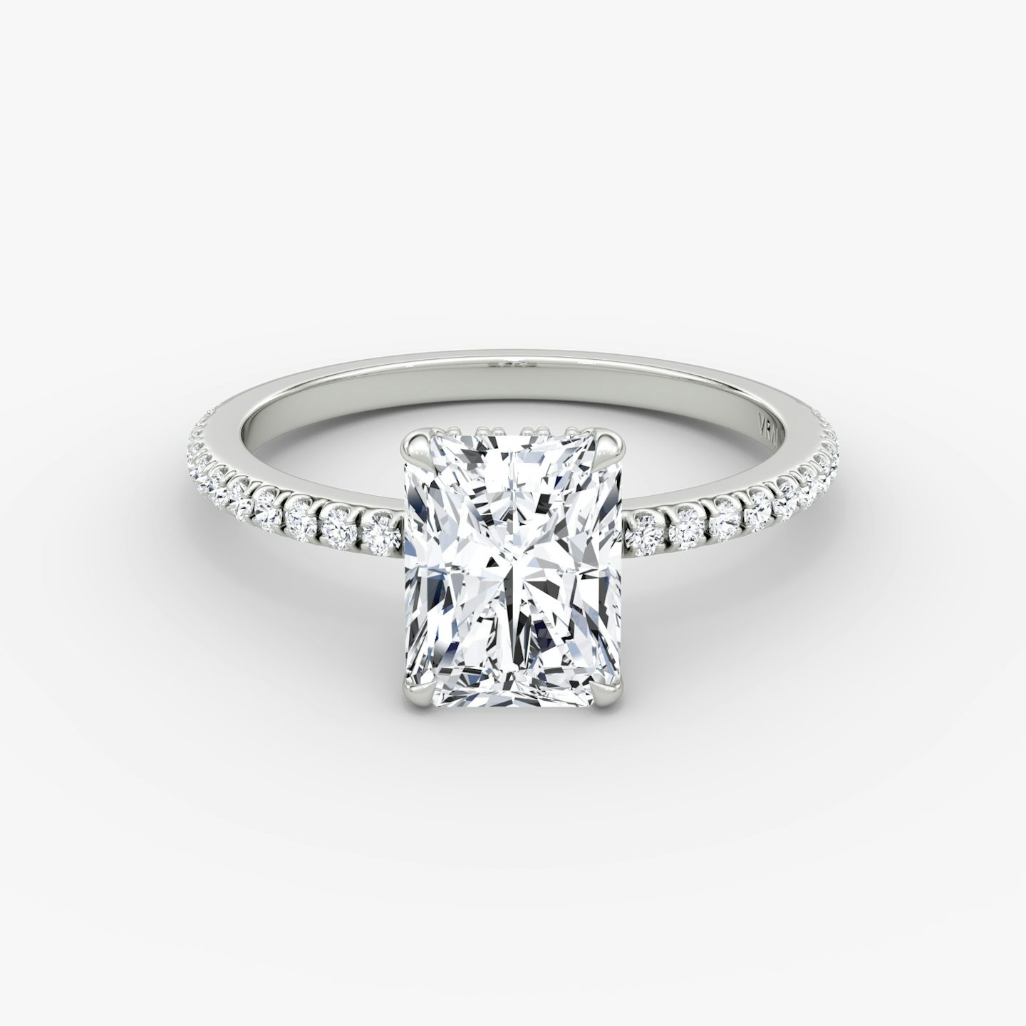 The Signature | Radiant | 18k | 18k White Gold | Band: Pavé | Band width: Standard | Setting style: Hidden Halo | Diamond orientation: vertical | Carat weight: See full inventory