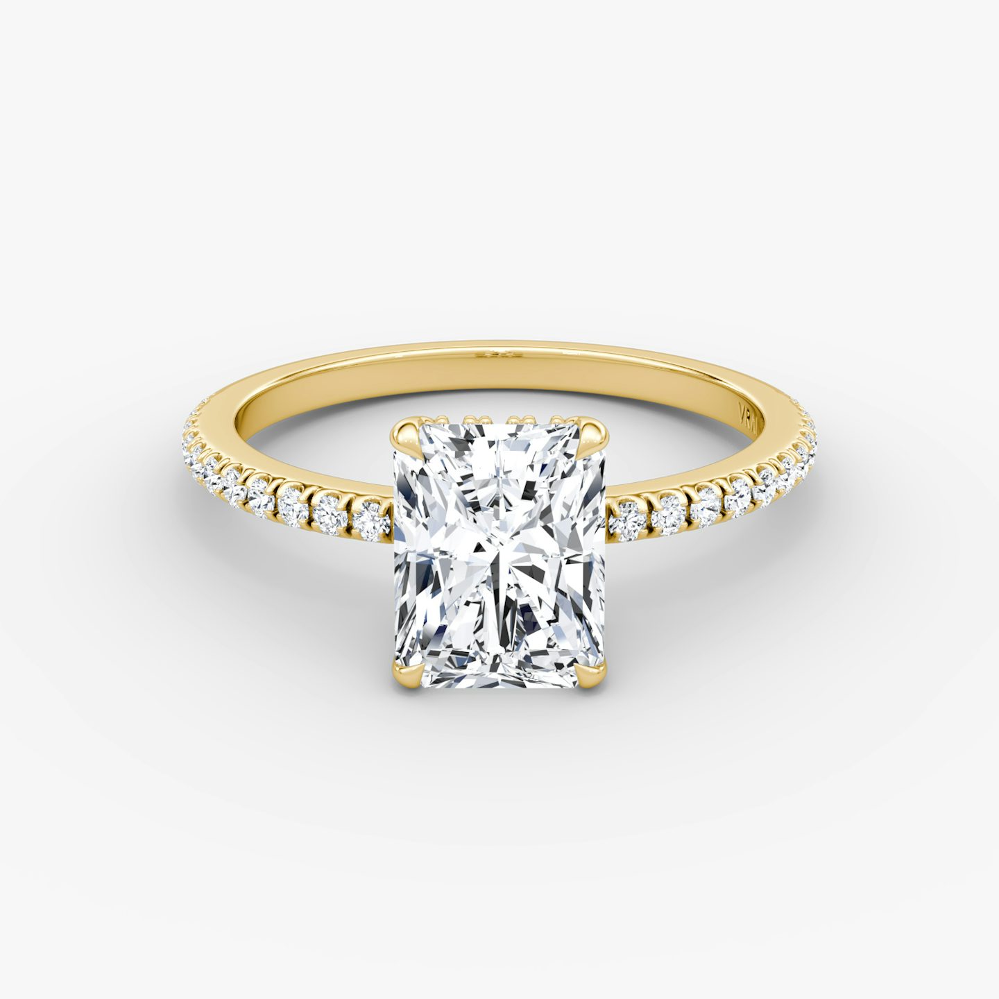 The Signature | Radiant | 18k | 18k Yellow Gold | Band: Pavé | Band width: Standard | Setting style: Hidden Halo | Diamond orientation: vertical | Carat weight: See full inventory