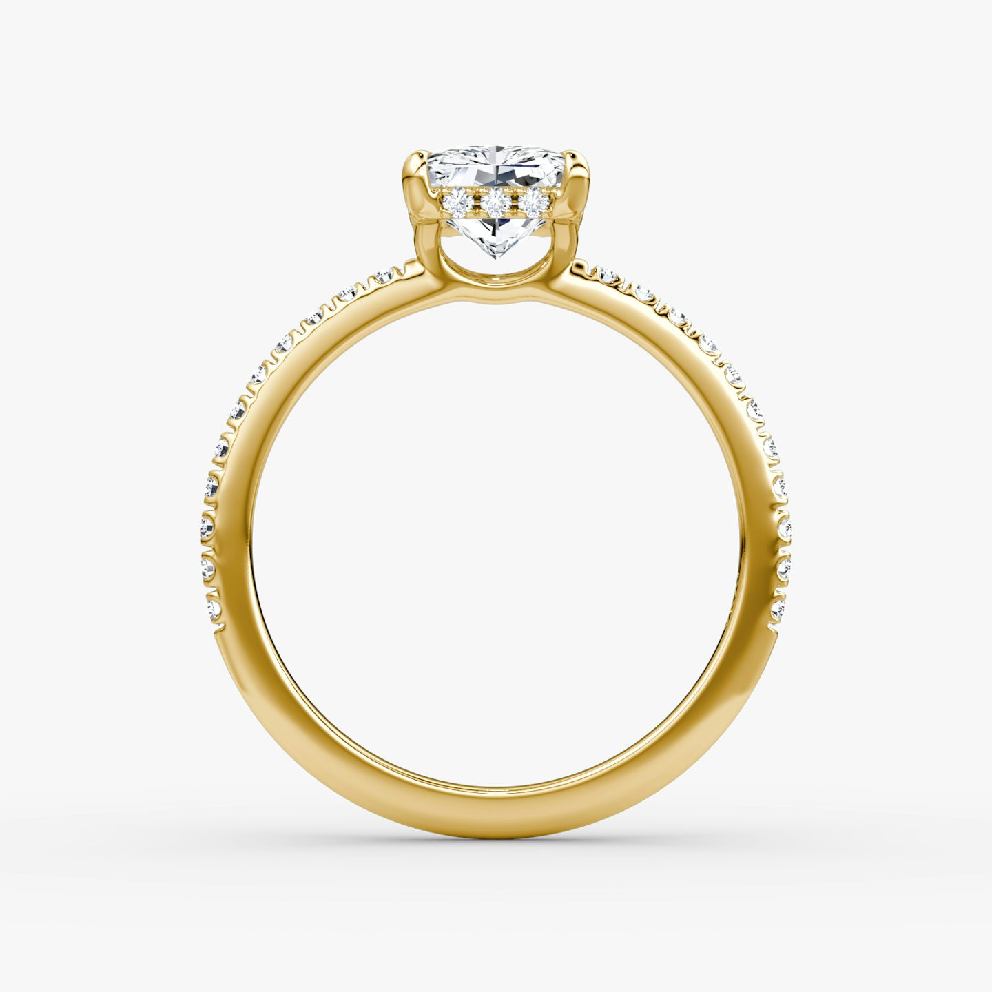 The Signature | Radiant | 18k | 18k Yellow Gold | Band width: Standard | Band: Pavé | Setting style: Hidden Halo | Diamond orientation: vertical | Carat weight: See full inventory