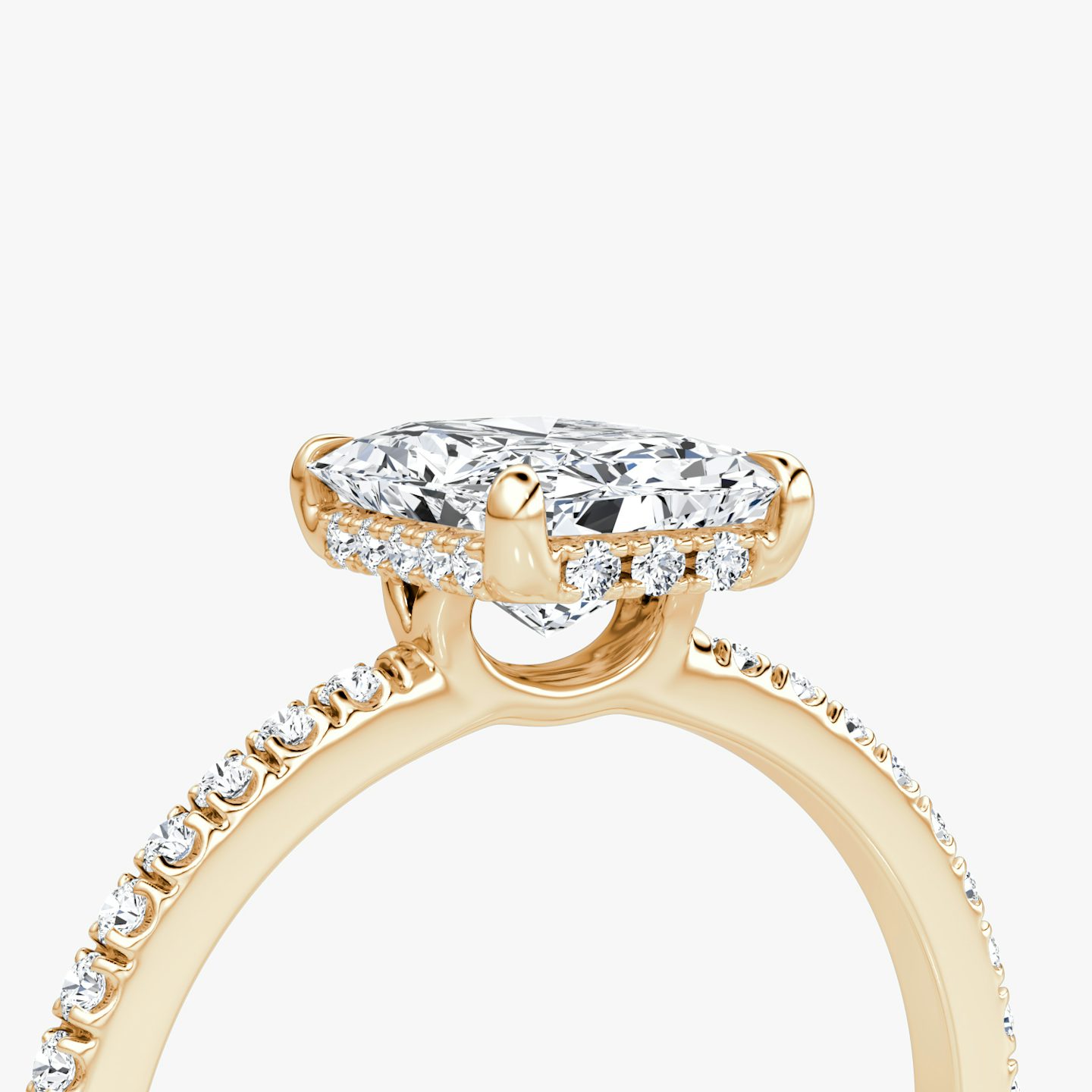 The Signature | Radiant | 14k | 14k Rose Gold | Band width: Standard | Band: Pavé | Setting style: Hidden Halo | Diamond orientation: vertical | Carat weight: See full inventory