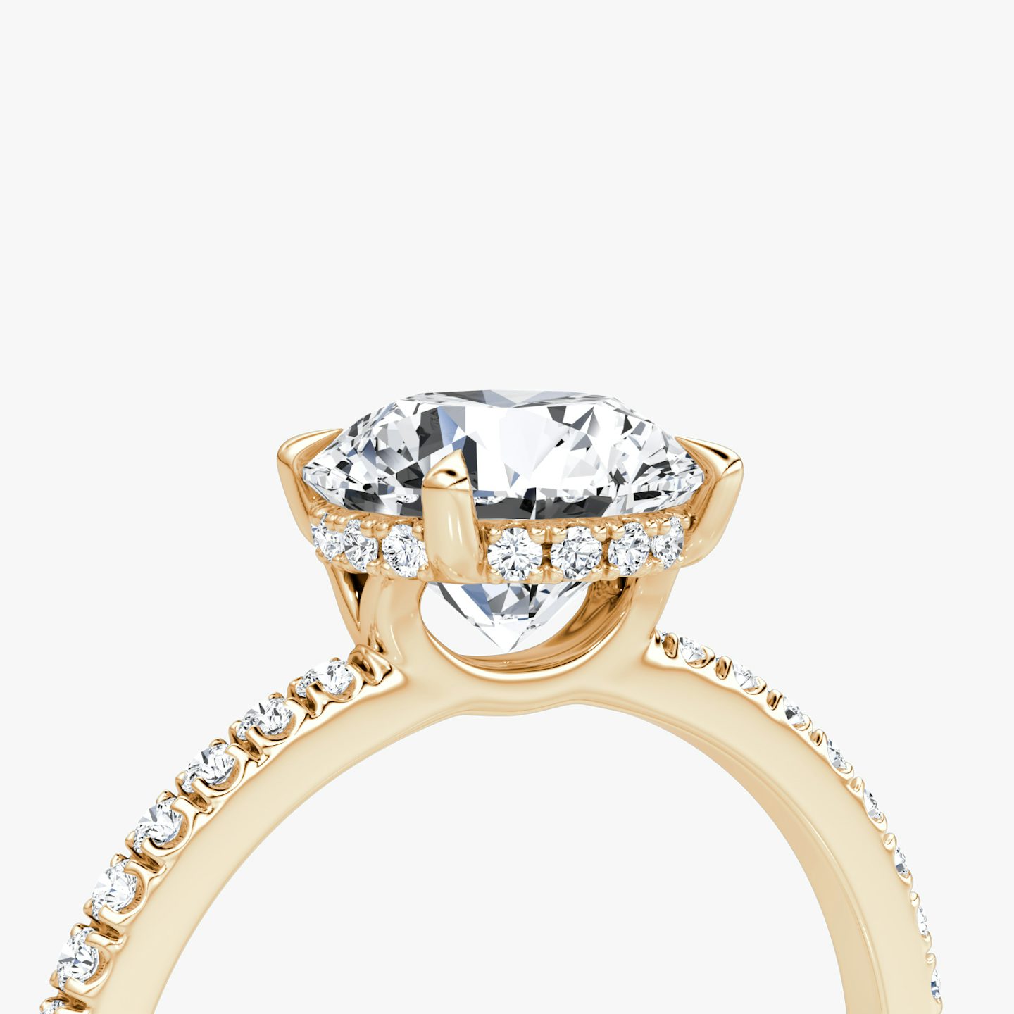 The Signature | Round Brilliant | 14k | 14k Rose Gold | Band: Pavé | Band width: Standard | Carat weight: 1 | Setting style: Hidden Halo | Diamond orientation: vertical
