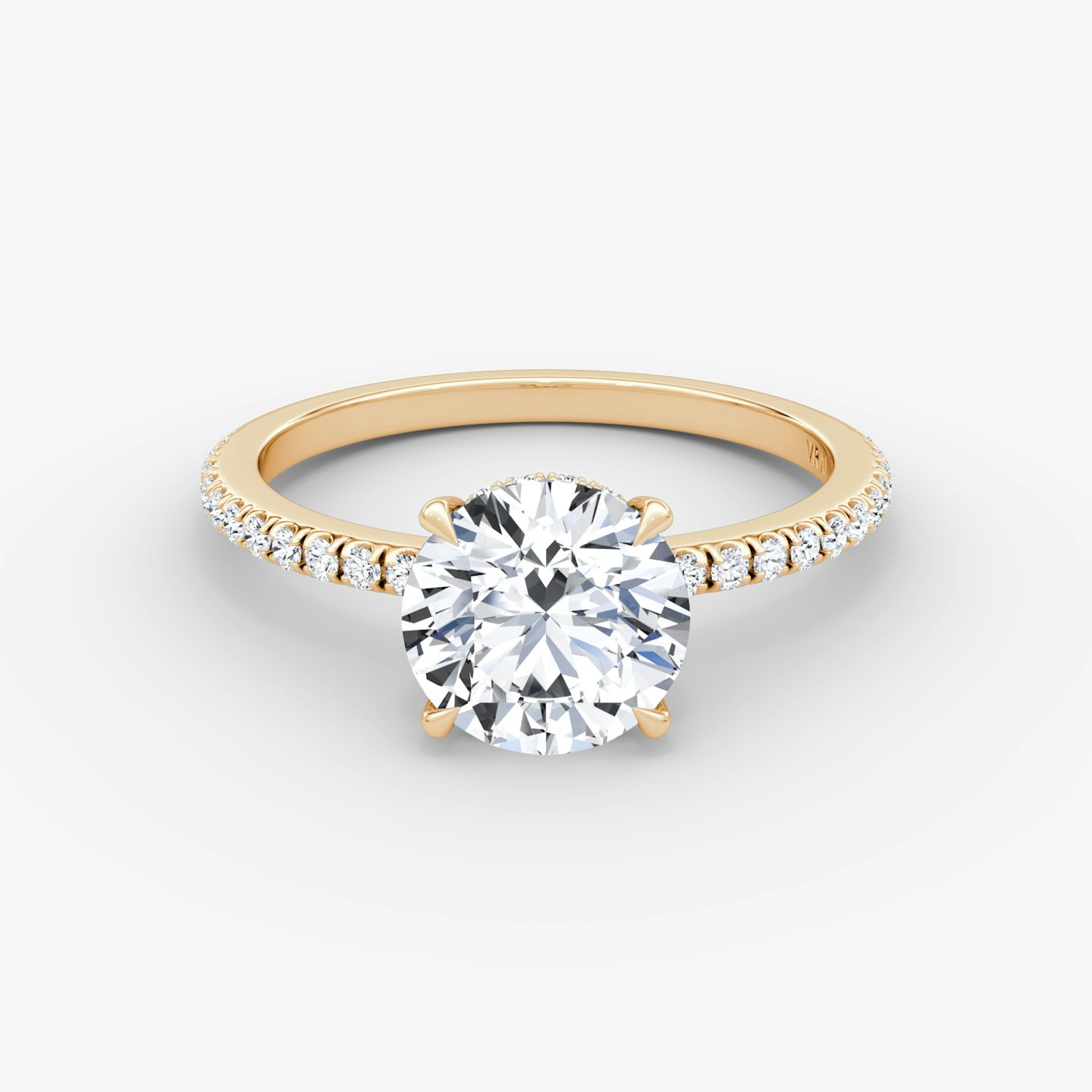 The Signature | Round Brilliant | 14k | 14k Rose Gold | Band: Pavé | Band width: Standard | Carat weight: See full inventory | Setting style: Hidden Halo | Diamond orientation: vertical