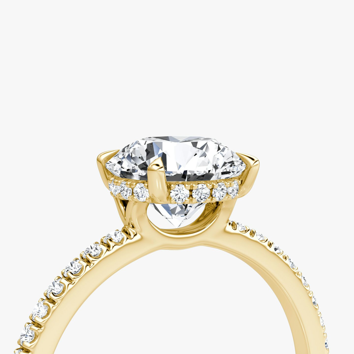 The Signature | Round Brilliant | 18k | 18k Yellow Gold | Band width: Standard | Band: Pavé | Setting style: Hidden Halo | Carat weight: See full inventory | Diamond orientation: Horizontal