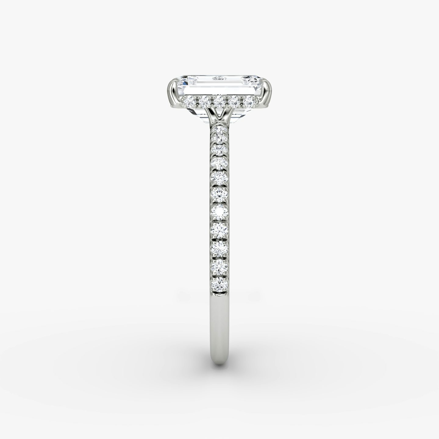 The Signature | Emerald | 18k | 18k White Gold | Band: Pavé | Band width: Standard | Setting style: Hidden Halo | Diamond orientation: vertical | Carat weight: See full inventory