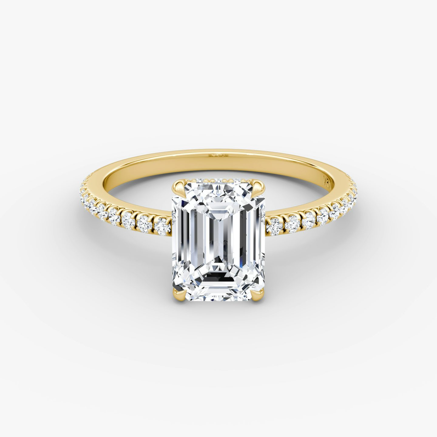 The Signature | Emerald | 18k | 18k Yellow Gold | Band: Pavé | Band width: Standard | Setting style: Hidden Halo | Diamond orientation: vertical | Carat weight: See full inventory
