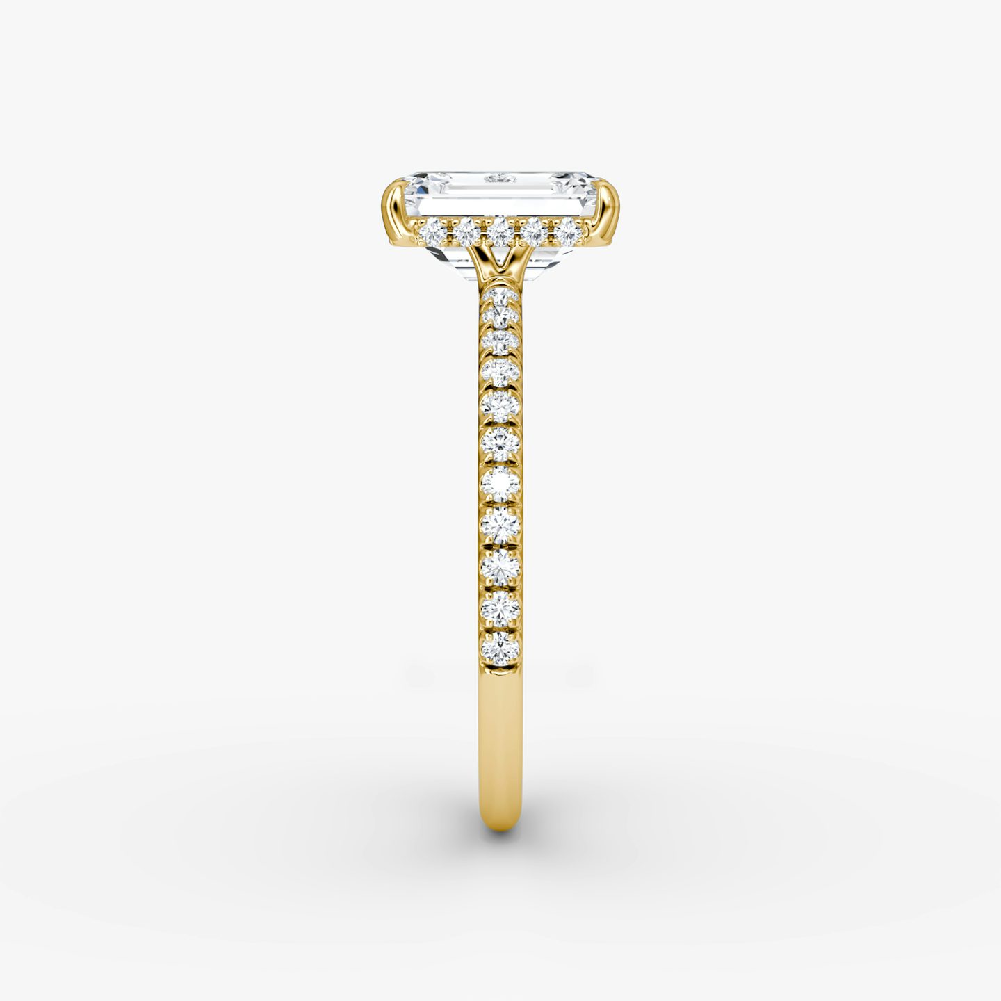The Signature | Emerald | 18k | 18k Yellow Gold | Band: Pavé | Band width: Standard | Setting style: Hidden Halo | Diamond orientation: vertical | Carat weight: See full inventory