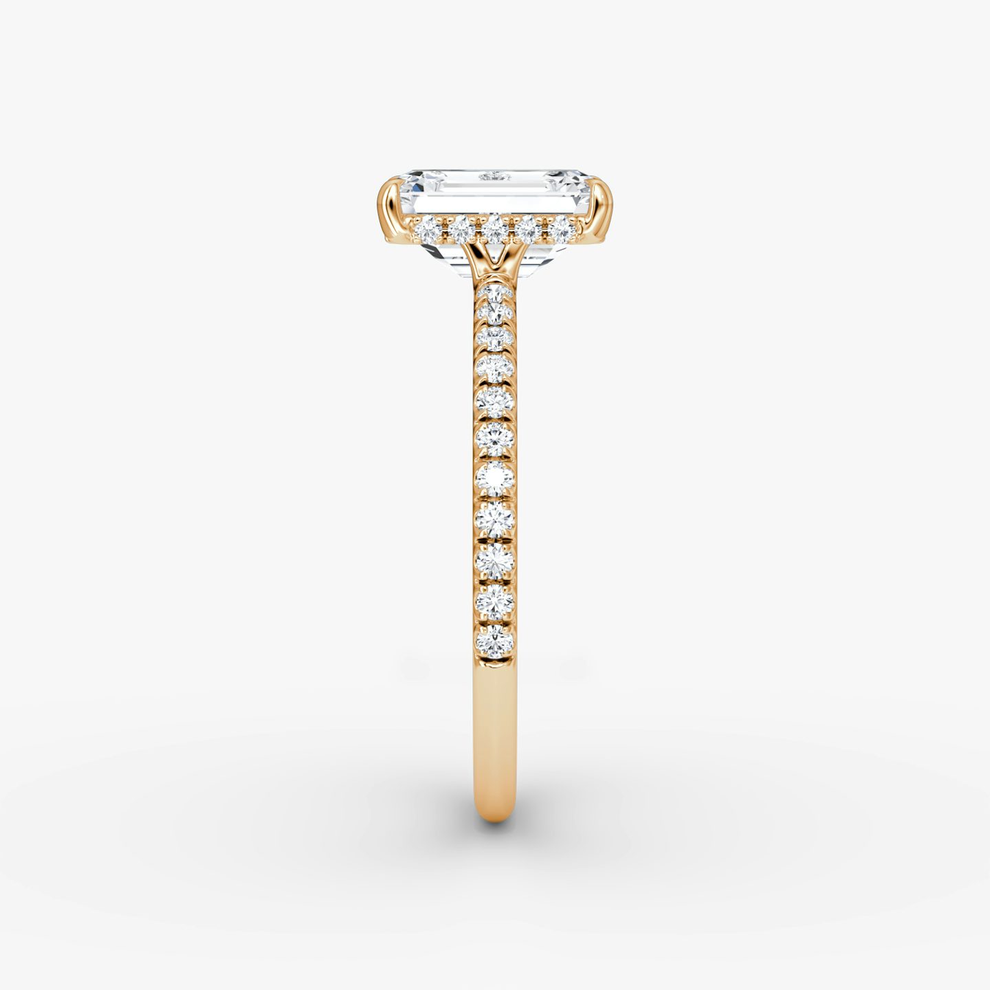 The Signature | Emerald | 14k | 14k Rose Gold | Band width: Standard | Band: Pavé | Setting style: Hidden Halo | Diamond orientation: vertical | Carat weight: See full inventory