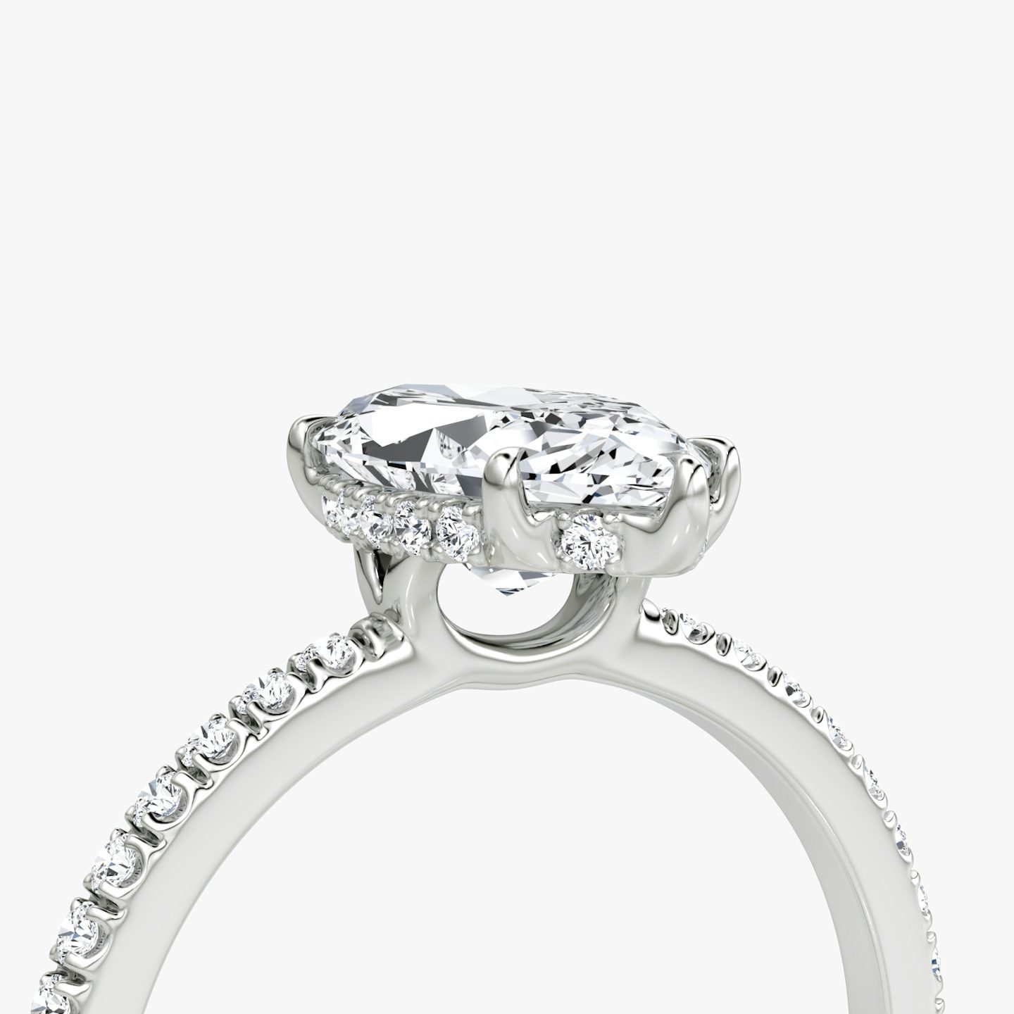 The Signature | Pavé Marquise | Platinum | Band width: Standard | Band: Pavé | Setting style: Hidden Halo | Diamond orientation: vertical | Carat weight: See full inventory