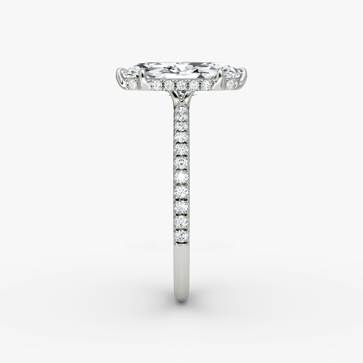 The Signature | Pavé Marquise | 18k | 18k White Gold | Band: Pavé | Band width: Standard | Setting style: Hidden Halo | Diamond orientation: vertical | Carat weight: See full inventory
