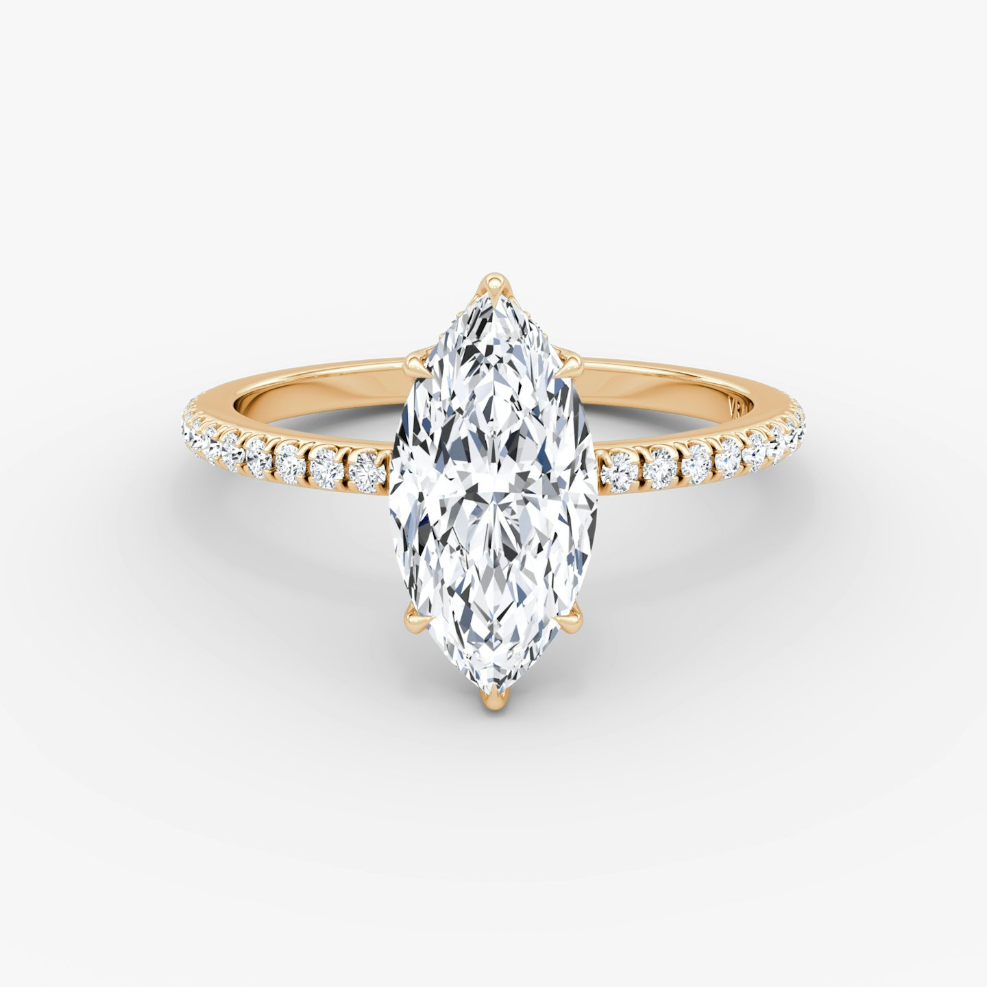 The Signature | Pavé Marquise | 14k | 14k Rose Gold | Band width: Standard | Band: Pavé | Setting style: Hidden Halo | Diamond orientation: vertical | Carat weight: See full inventory