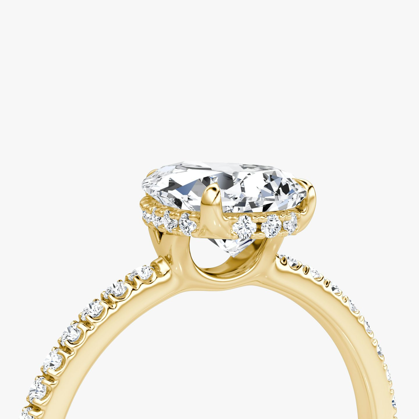 The Signature | Pear | 18k | 18k Yellow Gold | Band: Pavé | Band width: Standard | Setting style: Hidden Halo | Diamond orientation: vertical | Carat weight: See full inventory