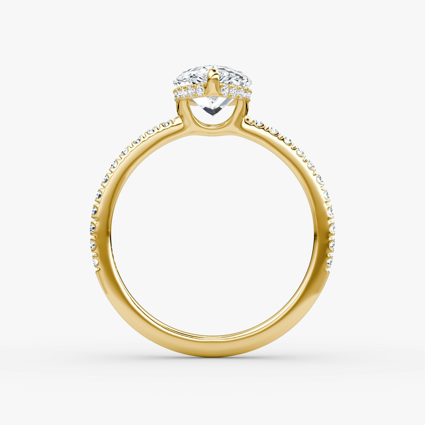 The Signature | Pear | 18k | 18k Yellow Gold | Band width: Standard | Band: Pavé | Setting style: Hidden Halo | Diamond orientation: vertical | Carat weight: See full inventory