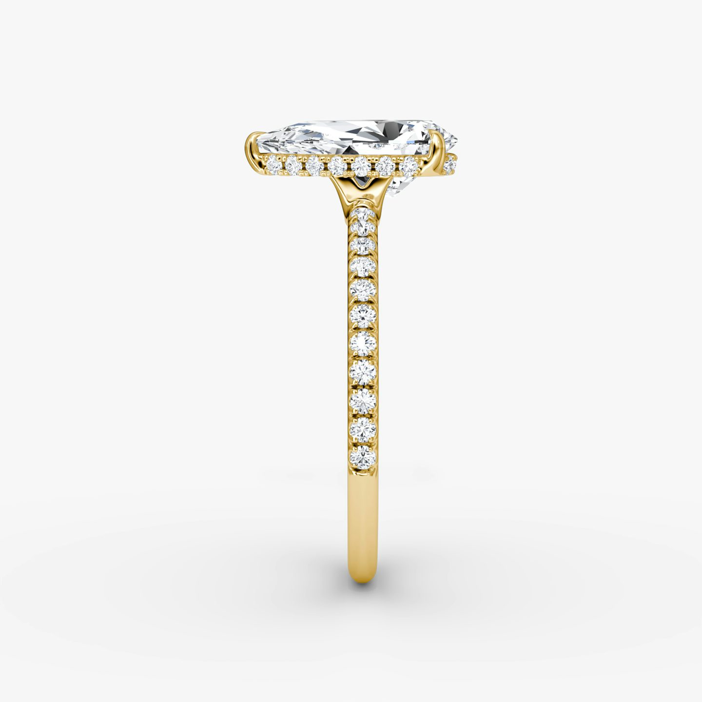 The Signature | Pear | 18k | 18k Yellow Gold | Band width: Standard | Band: Pavé | Setting style: Hidden Halo | Diamond orientation: vertical | Carat weight: See full inventory
