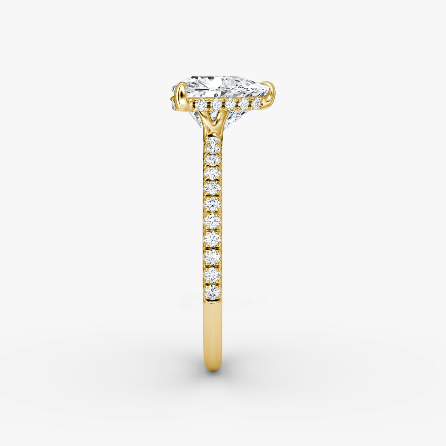 The Signature | Trillion | 18k | 18k Yellow Gold | Band width: Standard | Band: Pavé | Setting style: Hidden Halo | Diamond orientation: vertical | Carat weight: See full inventory