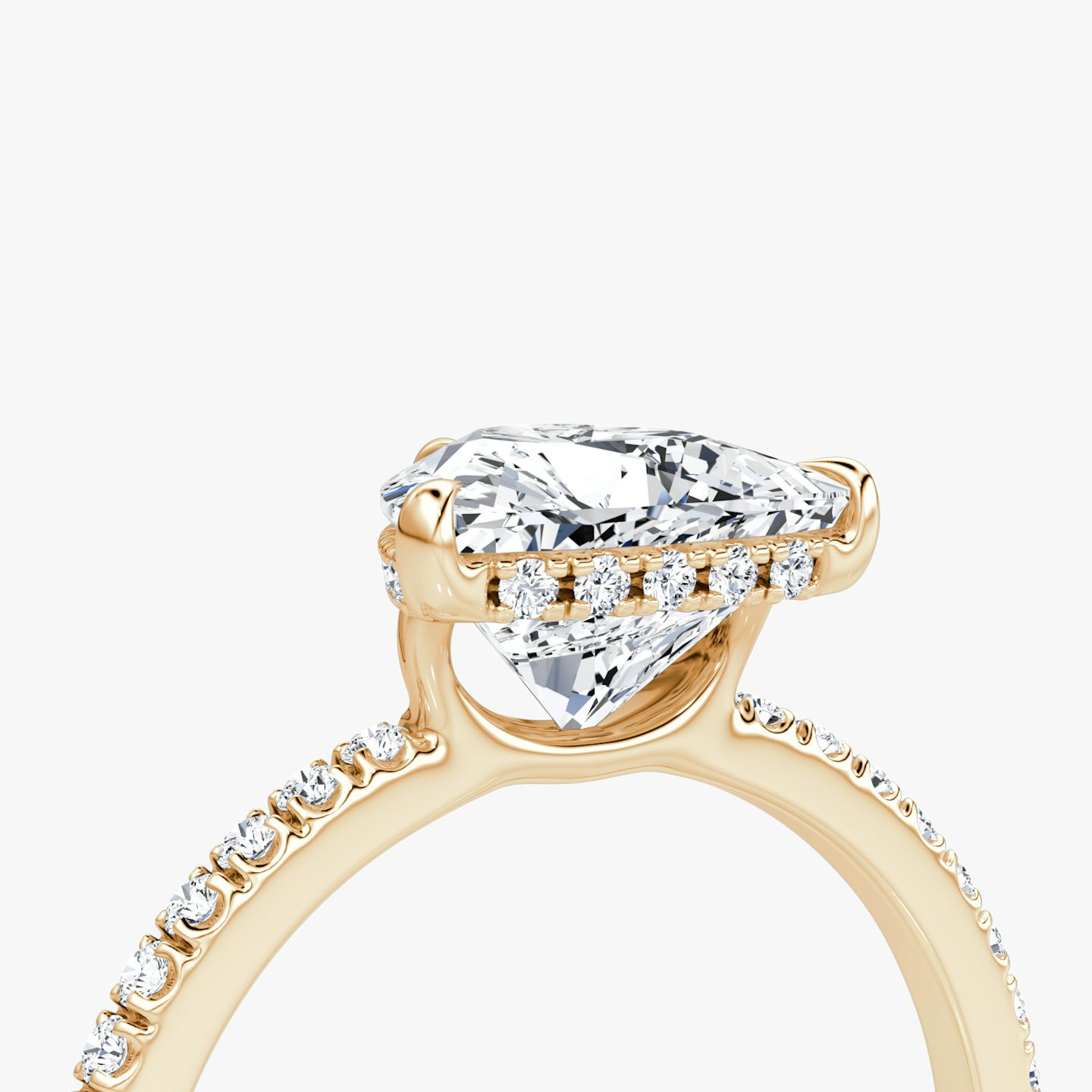 The Signature | Trillion | 14k | 14k Rose Gold | Band: Pavé | Band width: Standard | Setting style: Hidden Halo | Diamond orientation: vertical | Carat weight: See full inventory