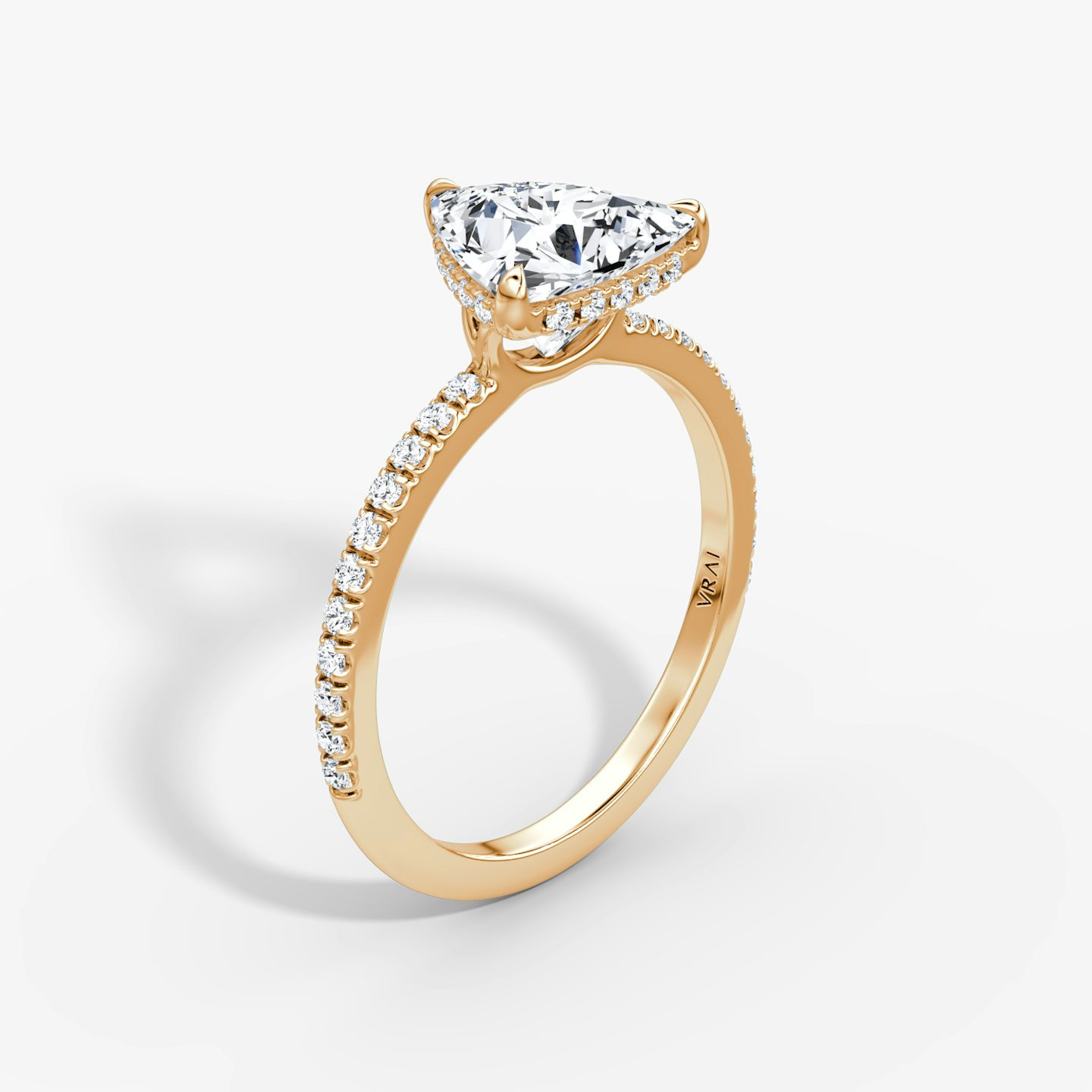 The Signature | Trillion | 14k | 14k Rose Gold | Band: Pavé | Band width: Standard | Setting style: Hidden Halo | Diamond orientation: Horizontal | Carat weight: See full inventory