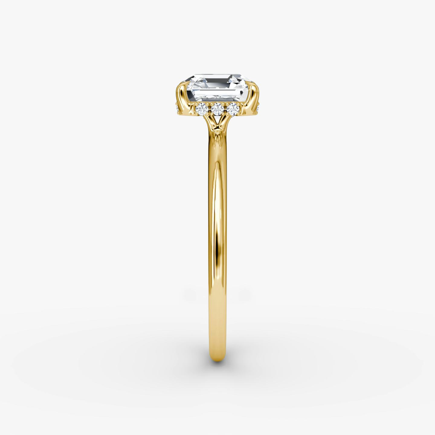 The Signature | Asscher | 18k | 18k Yellow Gold | Band width: Standard | Band: Plain | Setting style: Hidden Halo | Diamond orientation: vertical | Carat weight: See full inventory