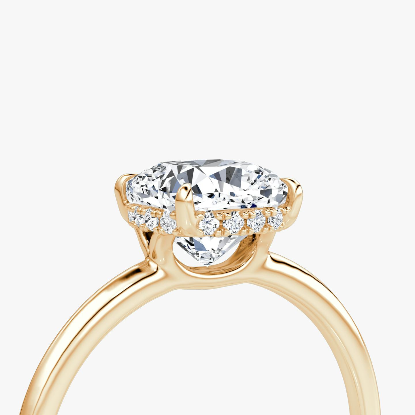 The Signature | Pavé Cushion | 14k | 14k Rose Gold | Band width: Standard | Band: Plain | Setting style: Hidden Halo | Diamond orientation: vertical | Carat weight: See full inventory