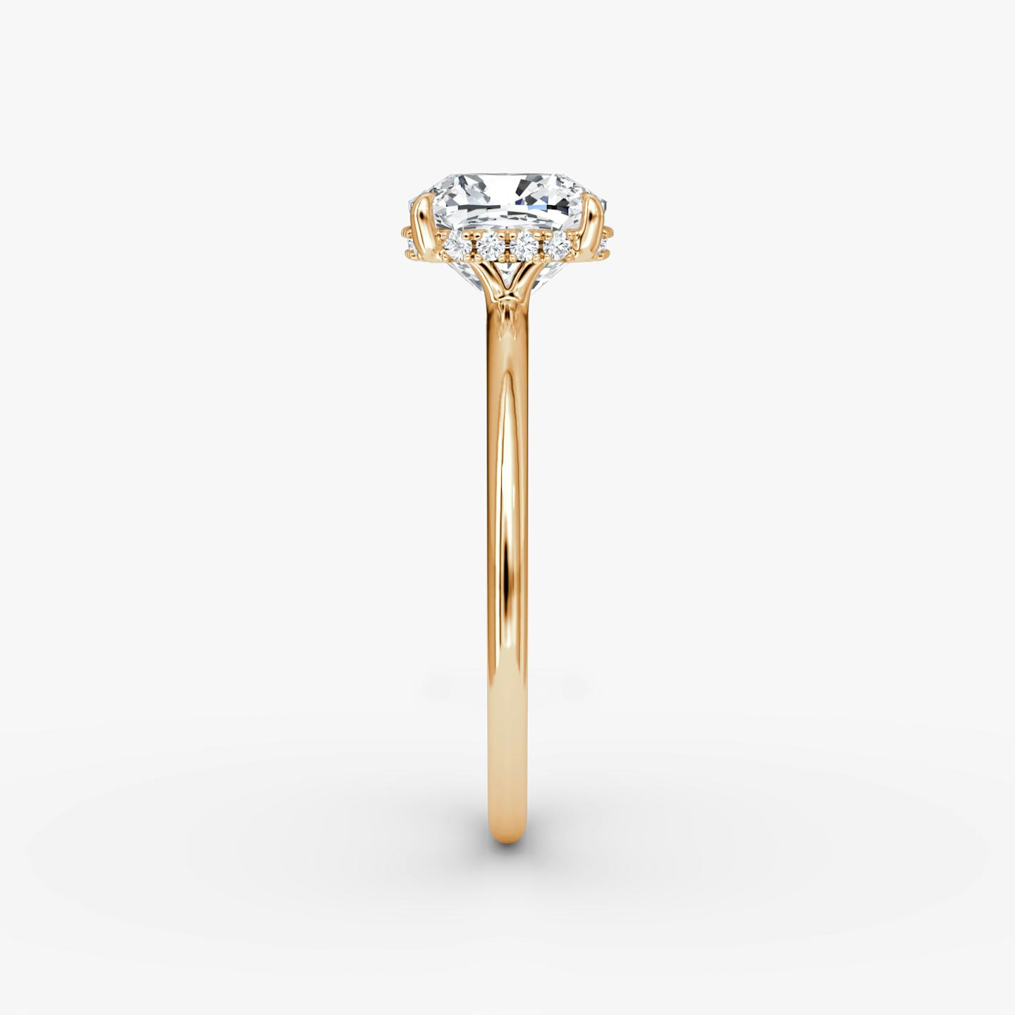 The Signature | Pavé Cushion | 14k | 14k Rose Gold | Band width: Standard | Band: Plain | Setting style: Hidden Halo | Diamond orientation: vertical | Carat weight: See full inventory